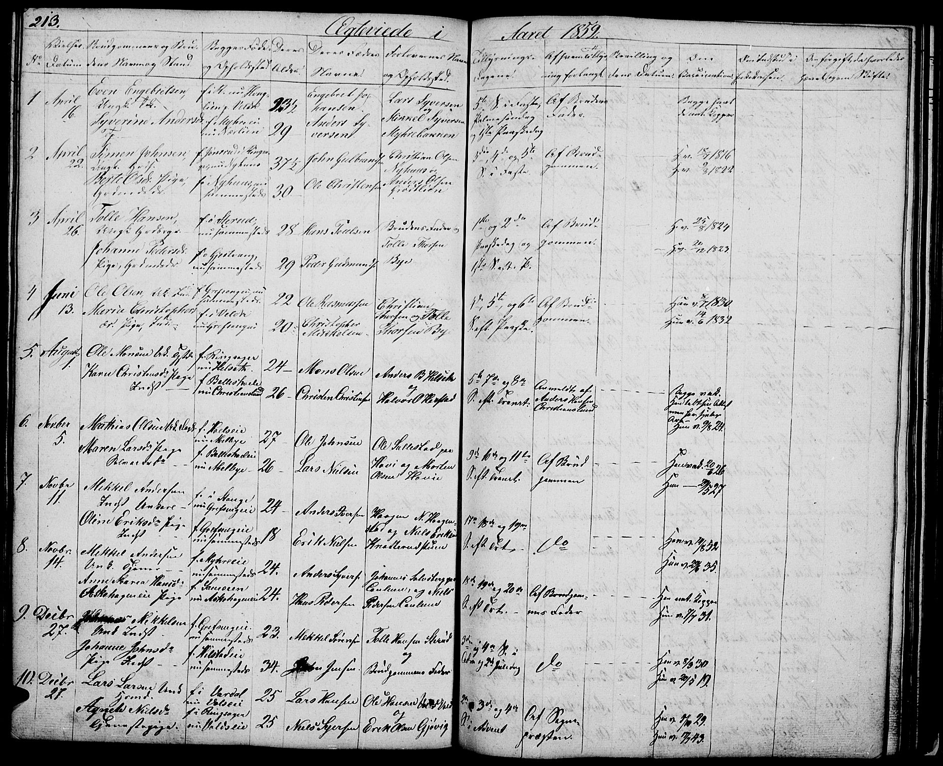Nes prestekontor, Hedmark, SAH/PREST-020/L/La/L0004: Parish register (copy) no. 4, 1832-1861, p. 213