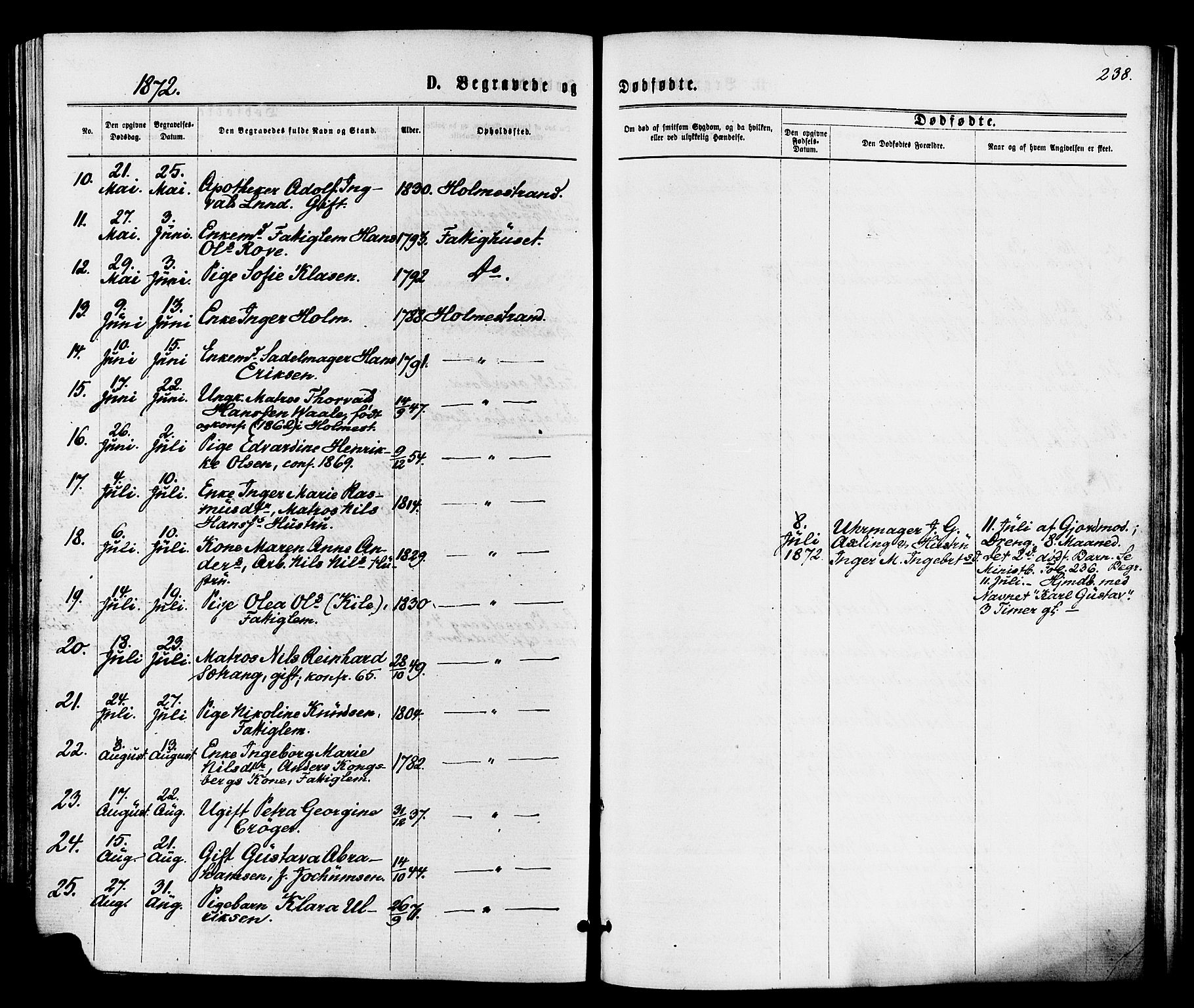 Holmestrand kirkebøker, AV/SAKO-A-346/F/Fa/L0003: Parish register (official) no. 3, 1867-1879, p. 238