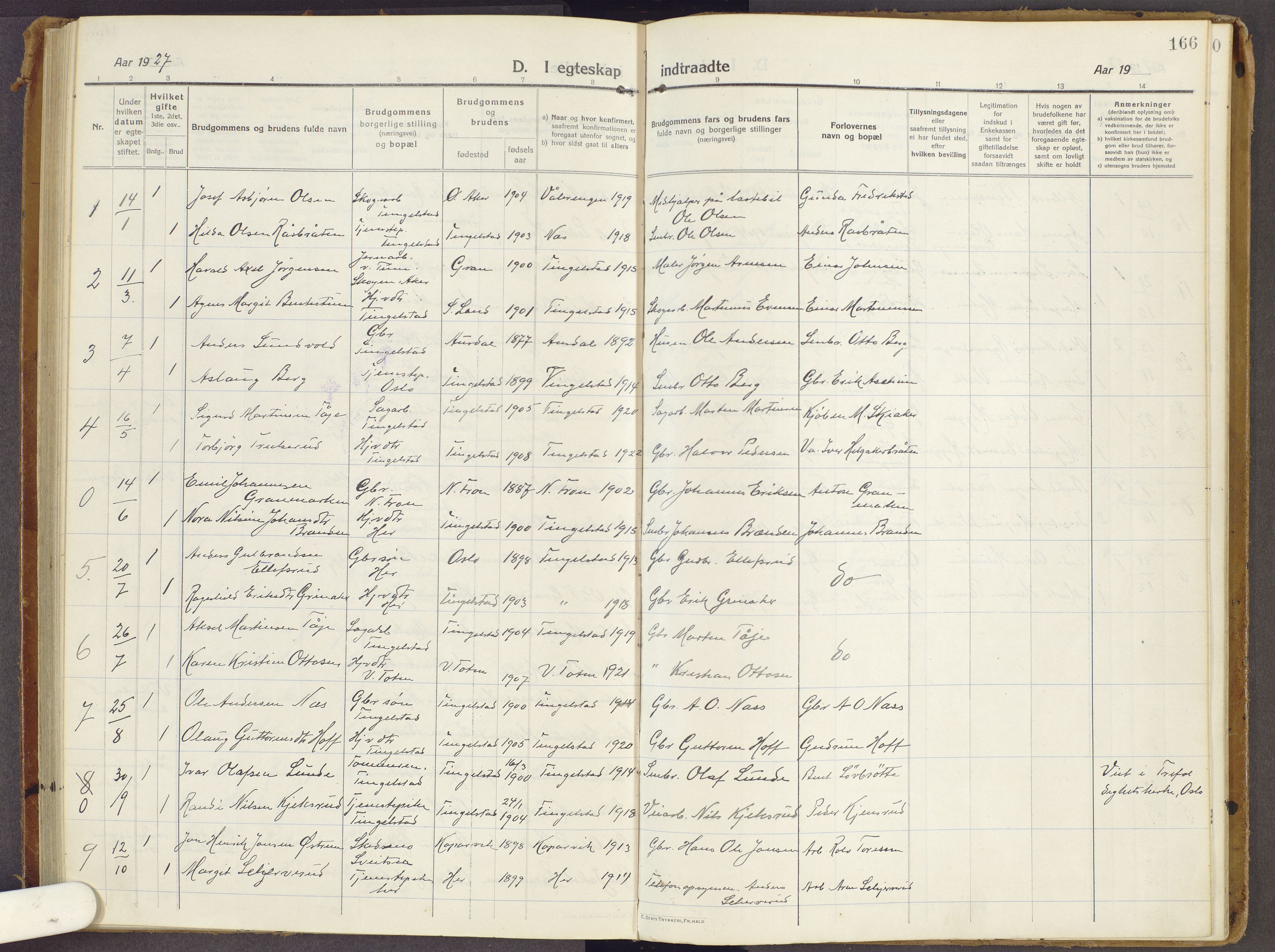 Brandbu prestekontor, SAH/PREST-114/H/Ha/Haa/L0003: Parish register (official) no. 3, 1914-1928, p. 166