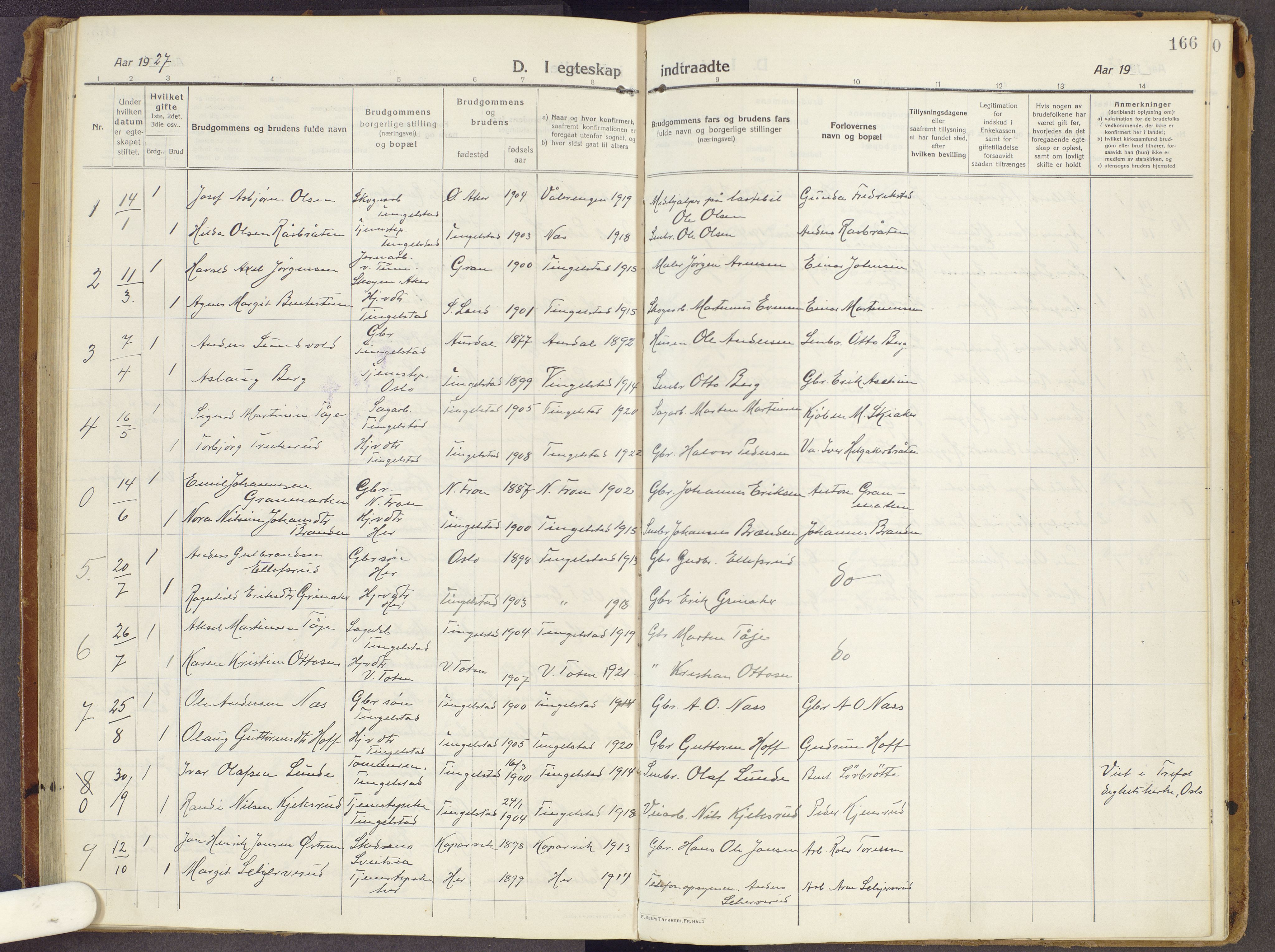 Brandbu prestekontor, AV/SAH-PREST-114/H/Ha/Haa/L0003: Parish register (official) no. 3, 1914-1928, p. 166