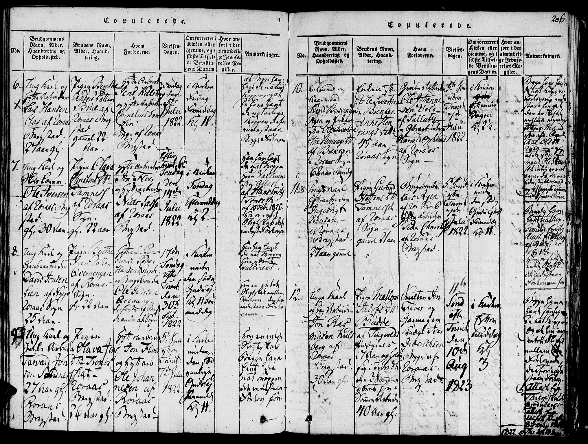 Ministerialprotokoller, klokkerbøker og fødselsregistre - Sør-Trøndelag, SAT/A-1456/681/L0929: Parish register (official) no. 681A07, 1817-1828, p. 206