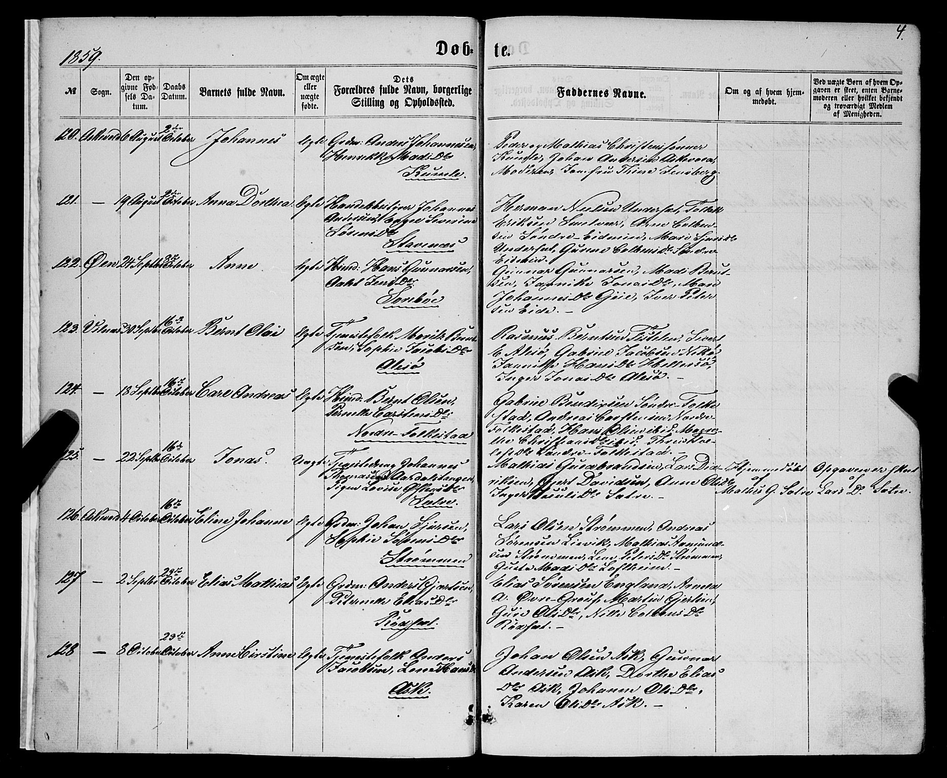 Askvoll sokneprestembete, SAB/A-79501/H/Haa/Haaa/L0012: Parish register (official) no. A 12, 1859-1878, p. 4