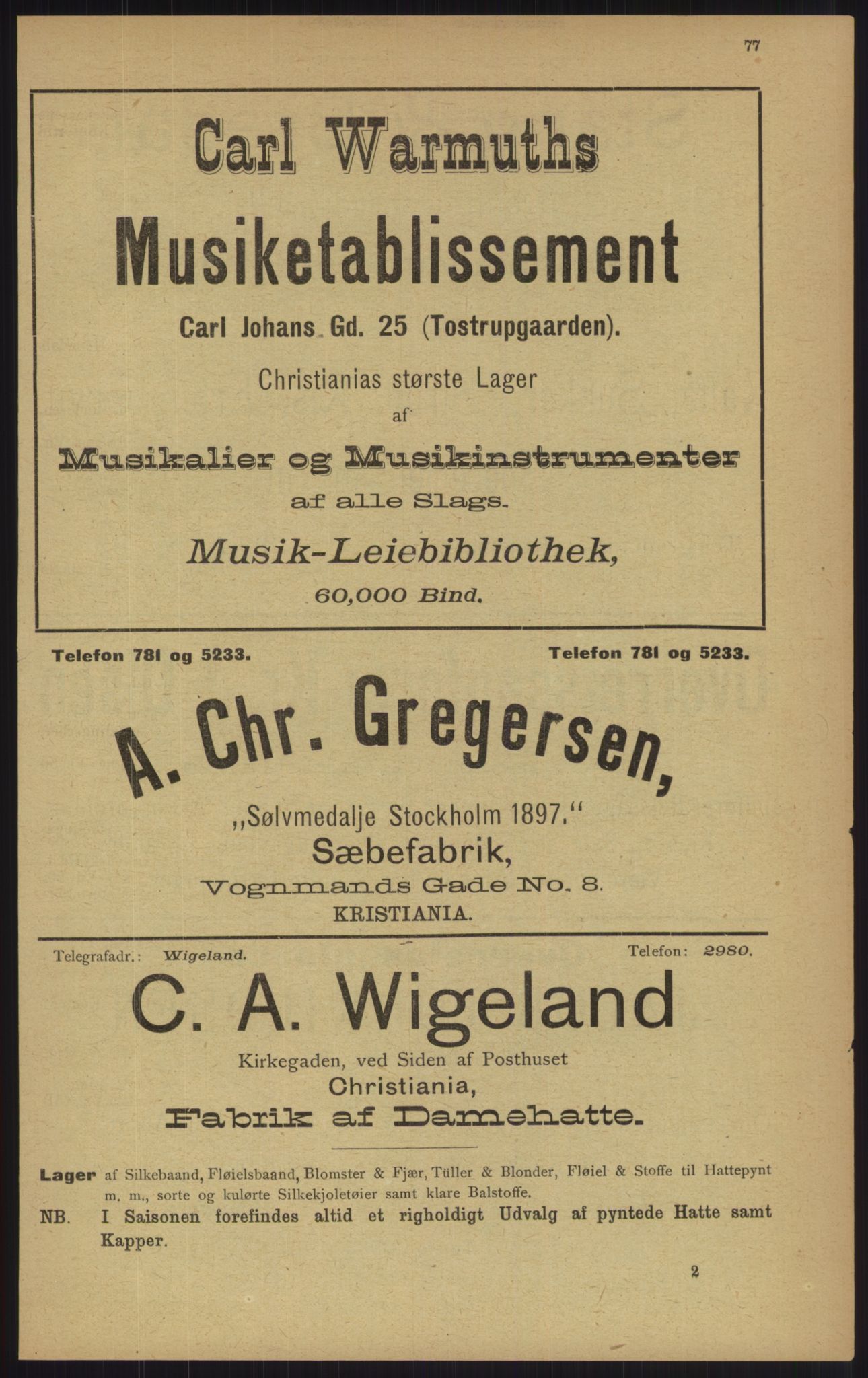 Kristiania/Oslo adressebok, PUBL/-, 1902, p. 77