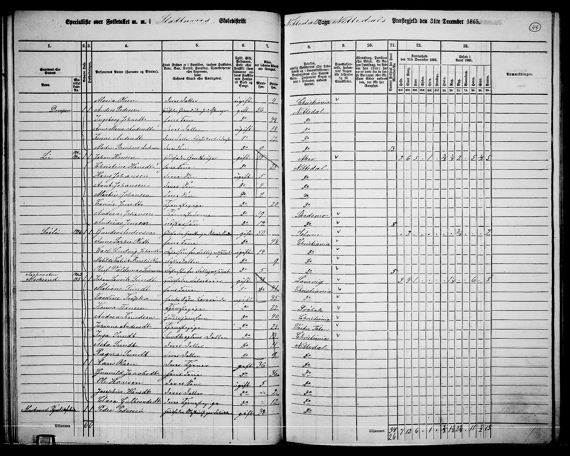 RA, 1865 census for Nittedal, 1865, p. 41