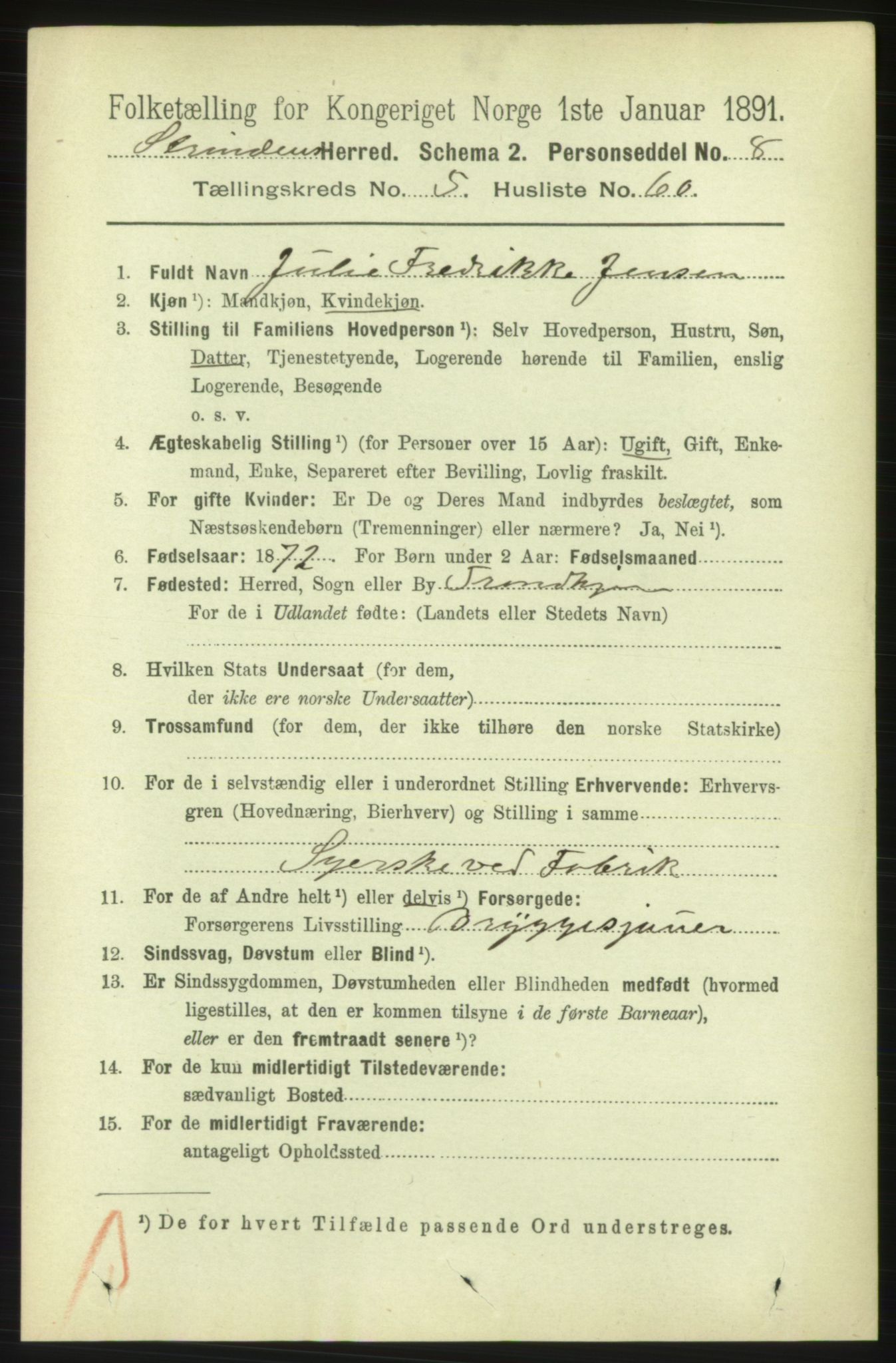 RA, 1891 census for 1660 Strinda, 1891, p. 5150