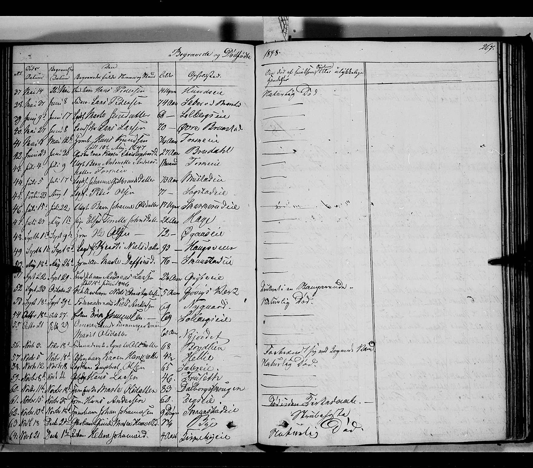 Vardal prestekontor, SAH/PREST-100/H/Ha/Haa/L0005: Parish register (official) no. 5, 1831-1853, p. 267