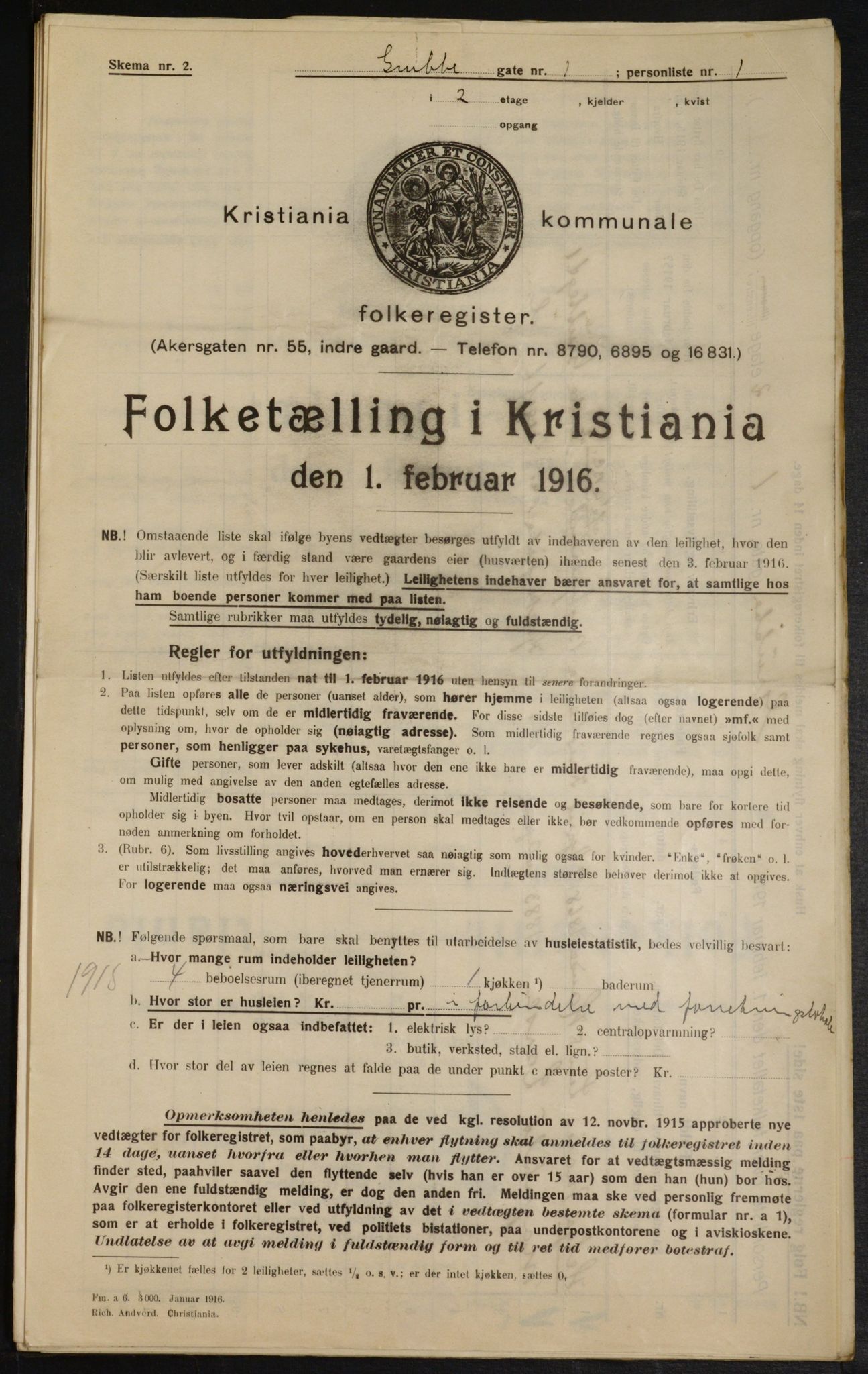 OBA, Municipal Census 1916 for Kristiania, 1916, p. 30726