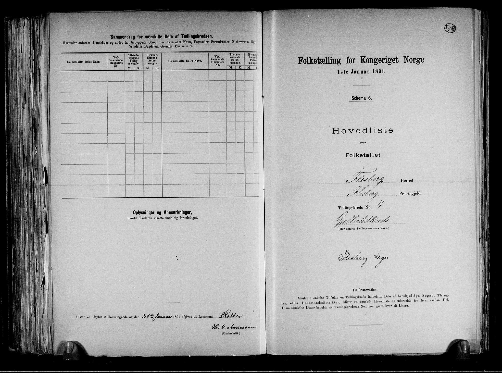 RA, 1891 census for 0631 Flesberg, 1891, p. 10