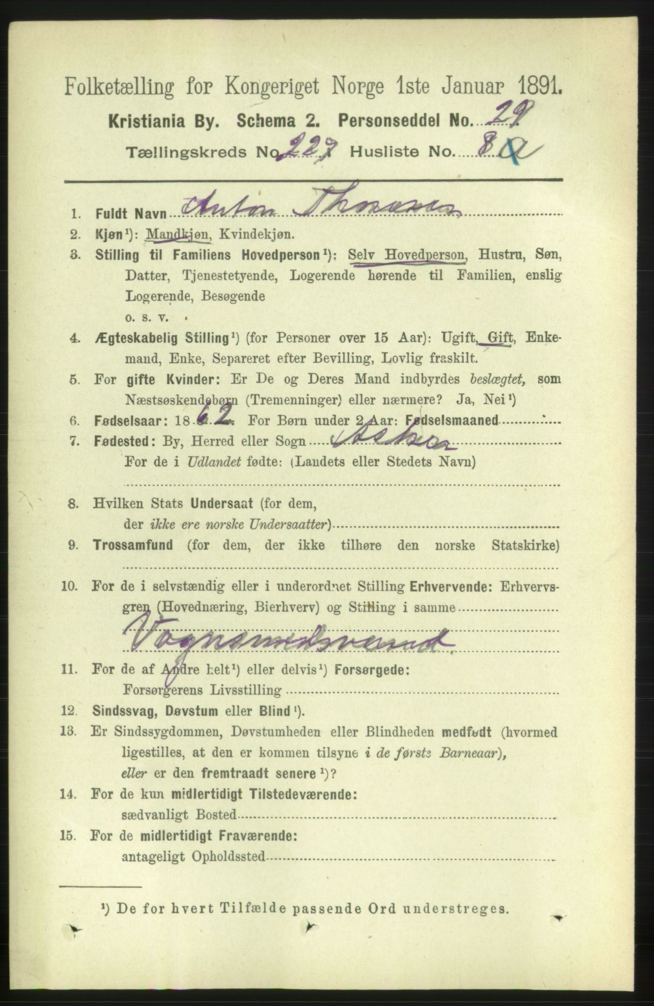 RA, 1891 census for 0301 Kristiania, 1891, p. 138850