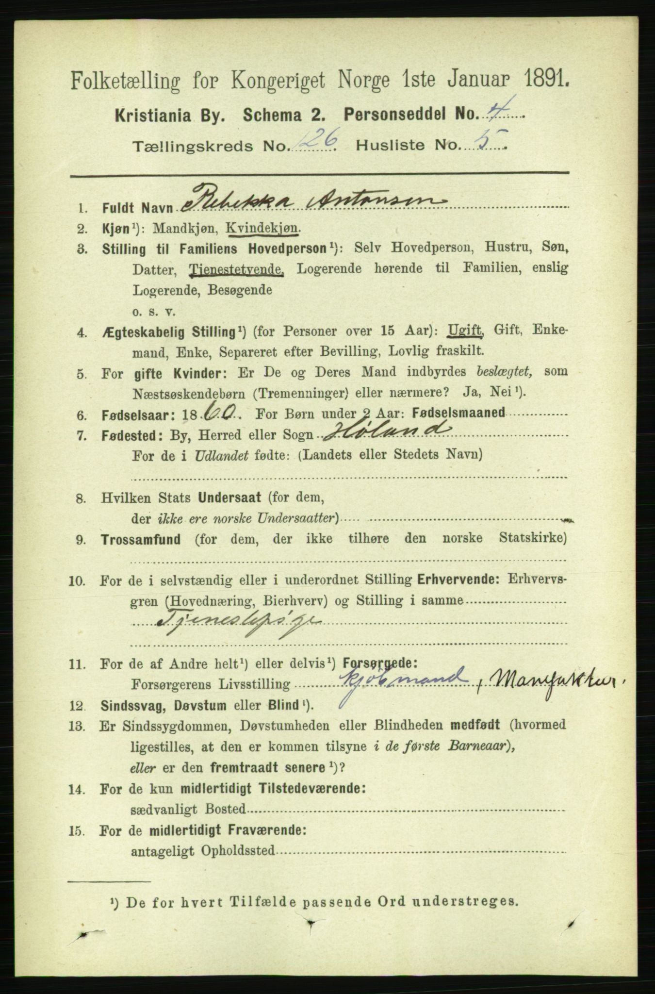 RA, 1891 census for 0301 Kristiania, 1891, p. 67325