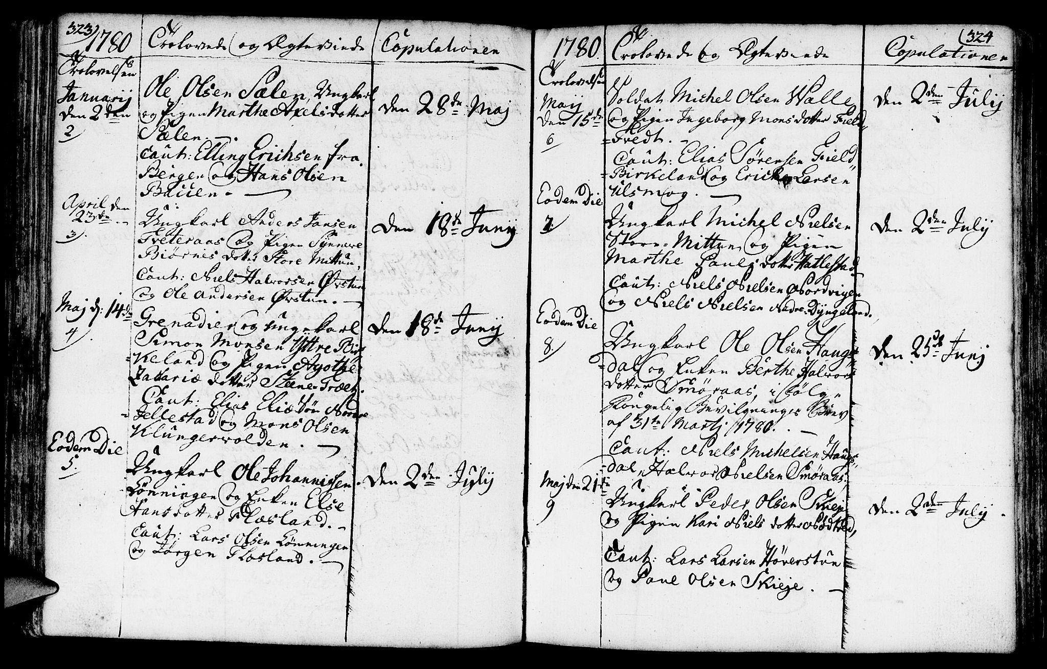 Fana Sokneprestembete, SAB/A-75101/H/Haa/Haaa/L0005: Parish register (official) no. A 5, 1773-1799, p. 323-324