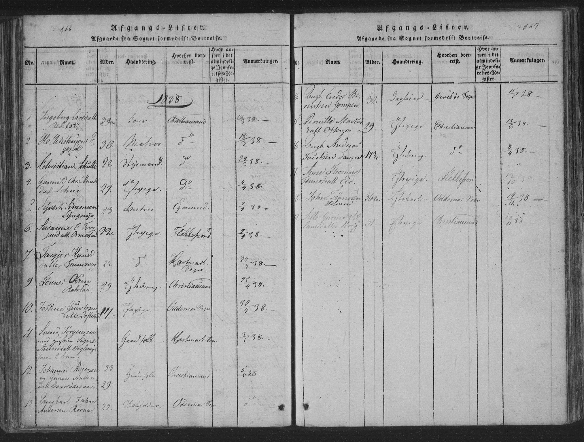 Søgne sokneprestkontor, SAK/1111-0037/F/Fa/Fab/L0008: Parish register (official) no. A 8, 1821-1838, p. 566-567