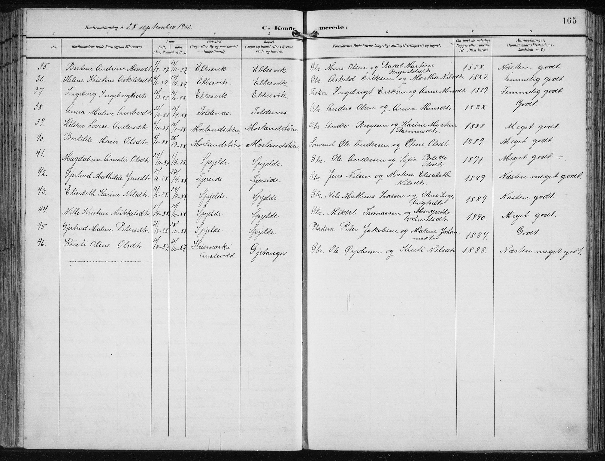 Fjell sokneprestembete, SAB/A-75301/H/Haa: Parish register (official) no. A  9, 1899-1910, p. 165