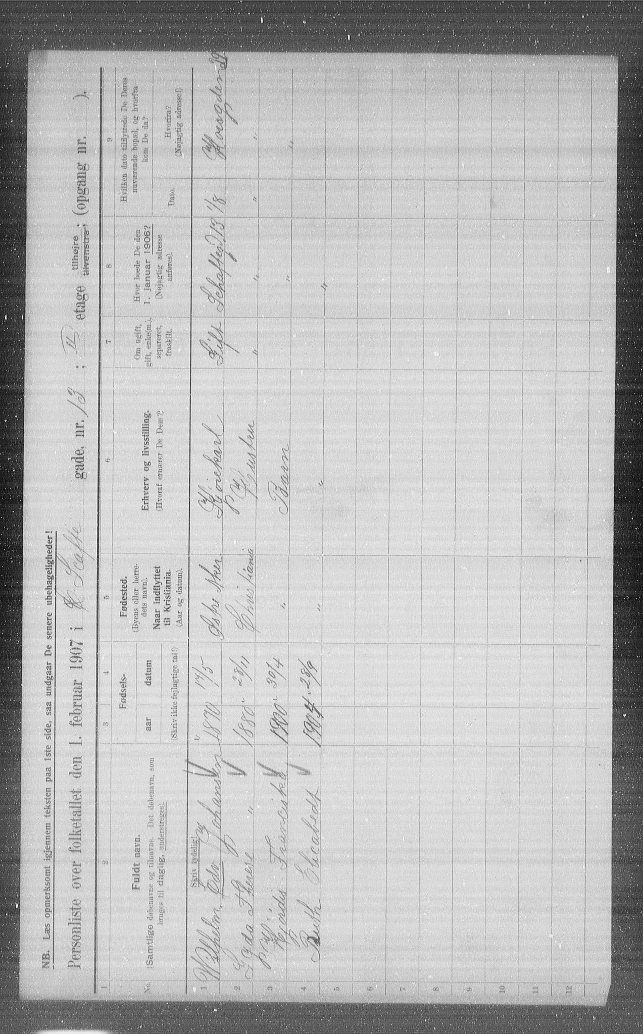 OBA, Municipal Census 1907 for Kristiania, 1907, p. 45762