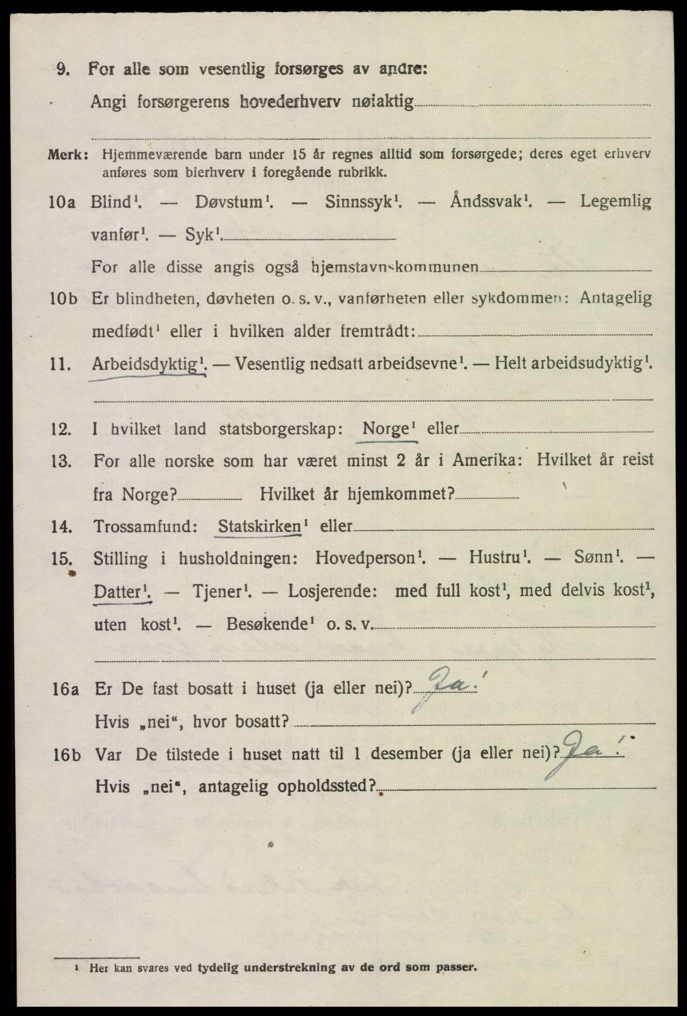 SAK, 1920 census for Vennesla, 1920, p. 3121