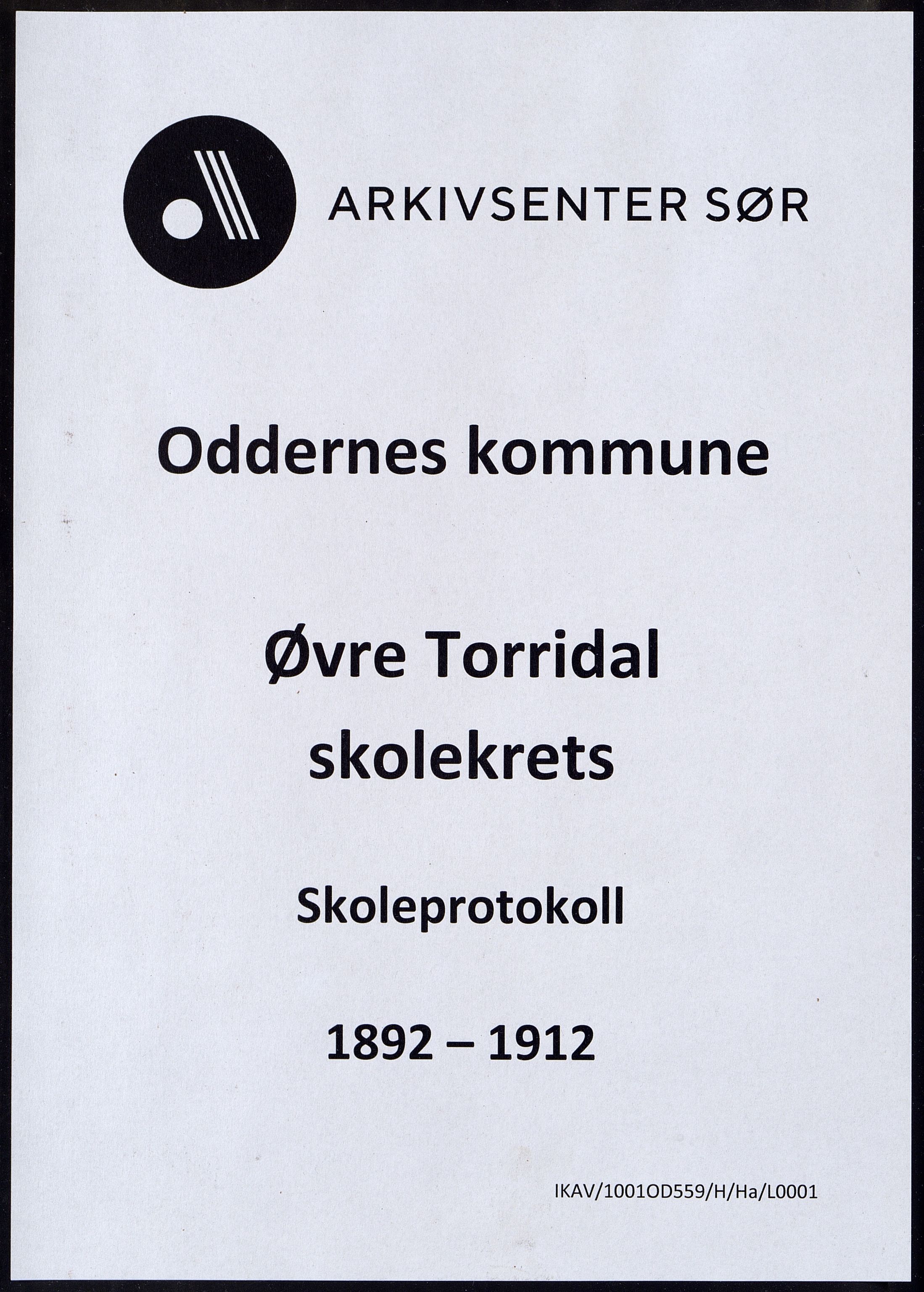 Oddernes kommune - Øvre Torridal skolekrets, ARKSOR/1001OD559/H/Ha/L0001: Skoleprotokoll, 1892-1912