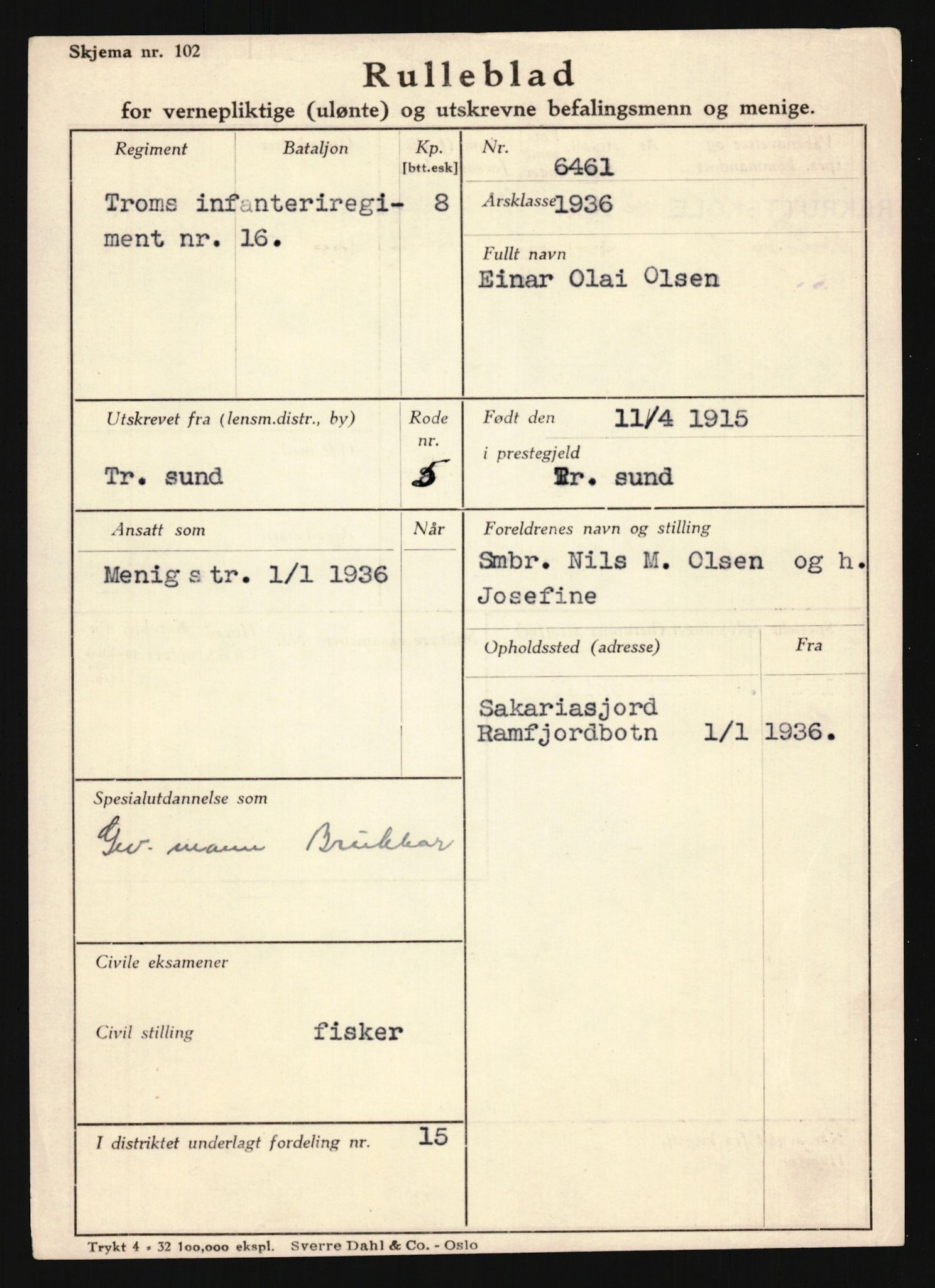 Forsvaret, Troms infanteriregiment nr. 16, AV/RA-RAFA-3146/P/Pa/L0020: Rulleblad for regimentets menige mannskaper, årsklasse 1936, 1936, p. 1015