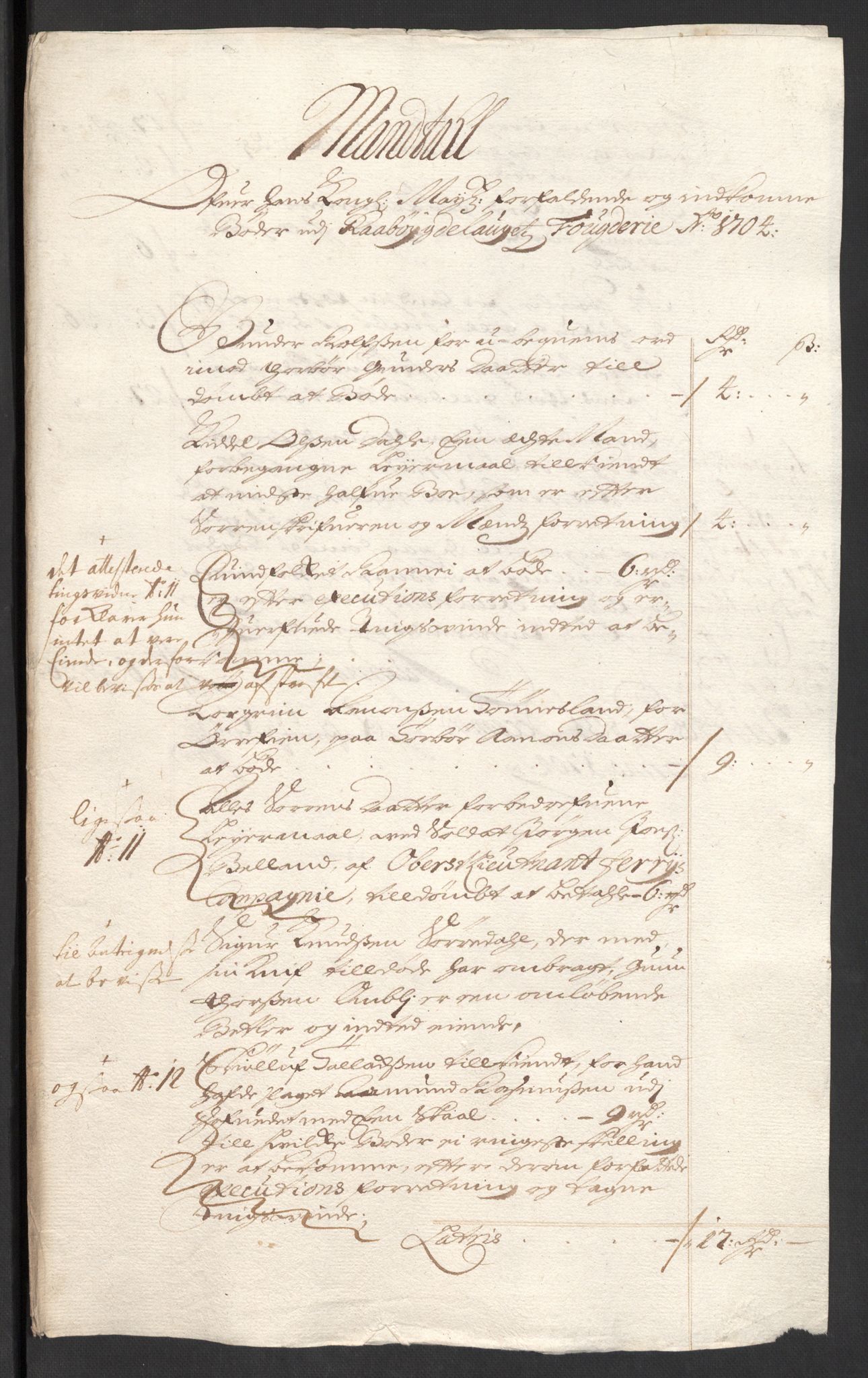 Rentekammeret inntil 1814, Reviderte regnskaper, Fogderegnskap, AV/RA-EA-4092/R40/L2447: Fogderegnskap Råbyggelag, 1703-1705, p. 247