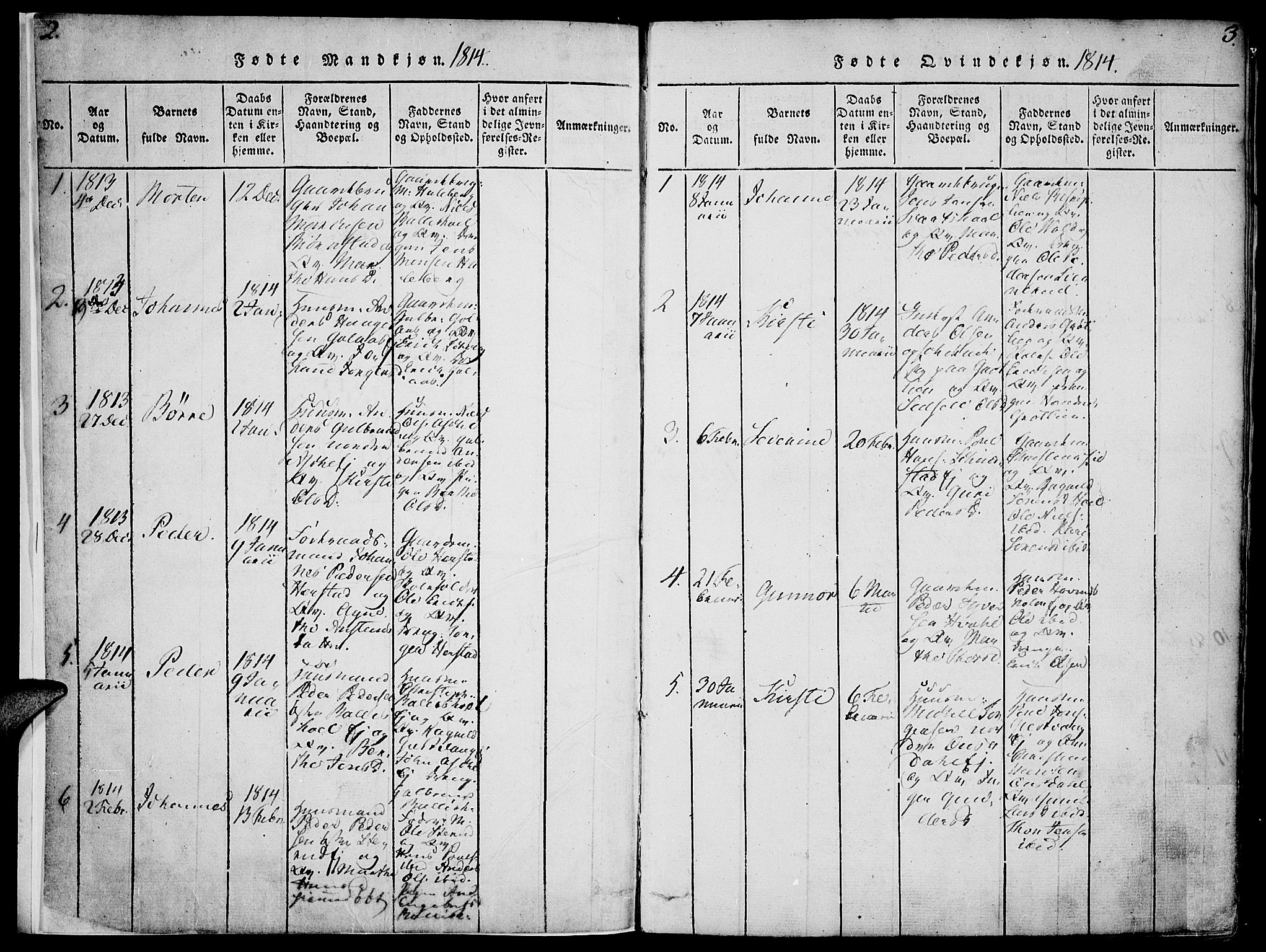 Nes prestekontor, Hedmark, SAH/PREST-020/K/Ka/L0002: Parish register (official) no. 2, 1813-1827, p. 2-3