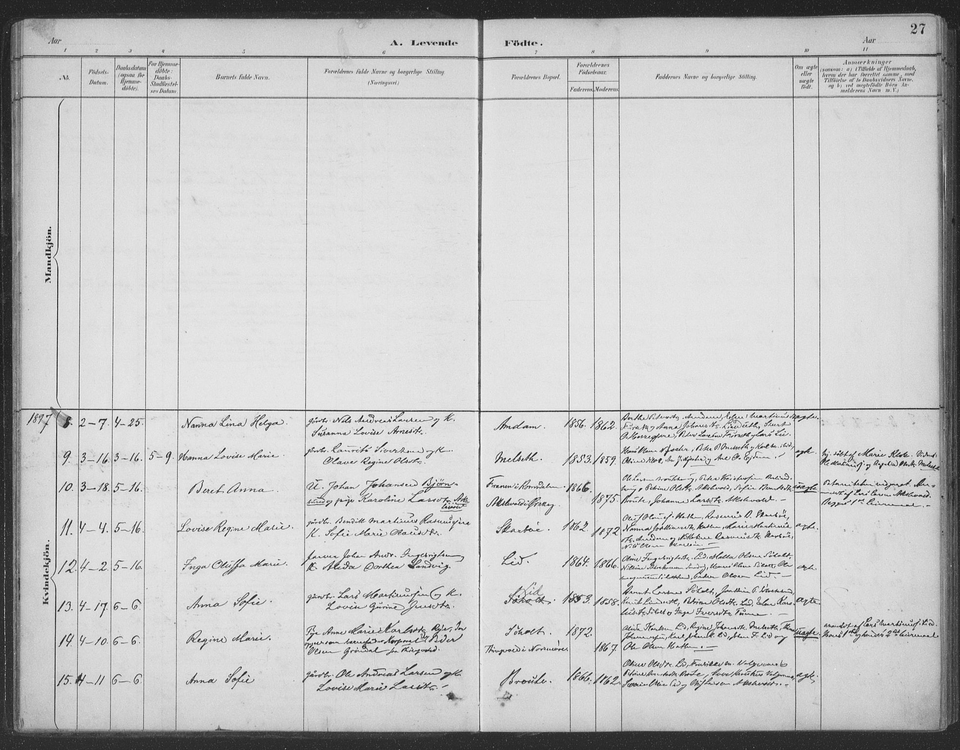 Ministerialprotokoller, klokkerbøker og fødselsregistre - Møre og Romsdal, AV/SAT-A-1454/522/L0316: Parish register (official) no. 522A11, 1890-1911, p. 27