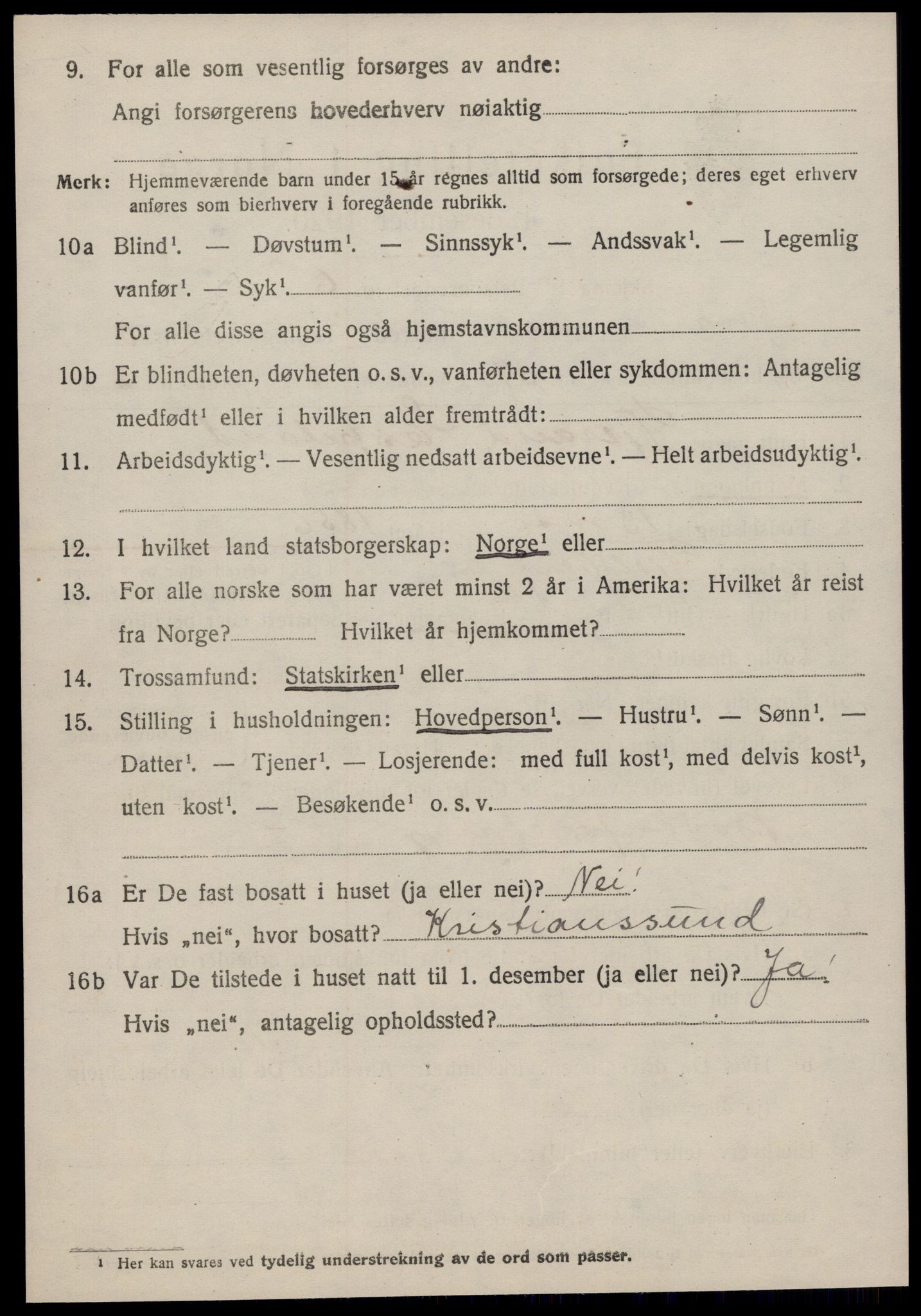 SAT, 1920 census for Straumsnes, 1920, p. 1538