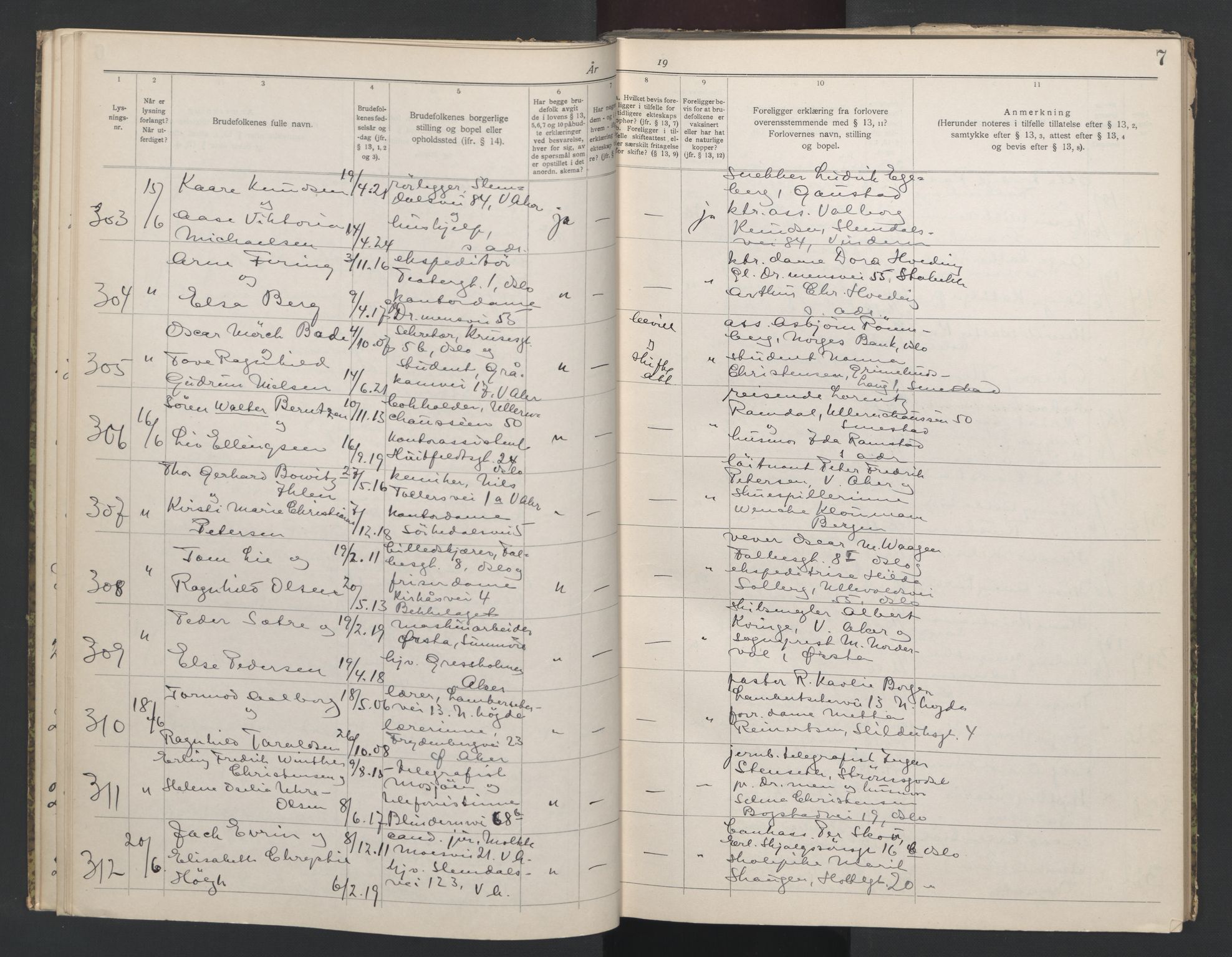 Aker sorenskriveri, AV/SAO-A-10895/L/Lb/L0002: Lysningsbok, 1942-1943, p. 7