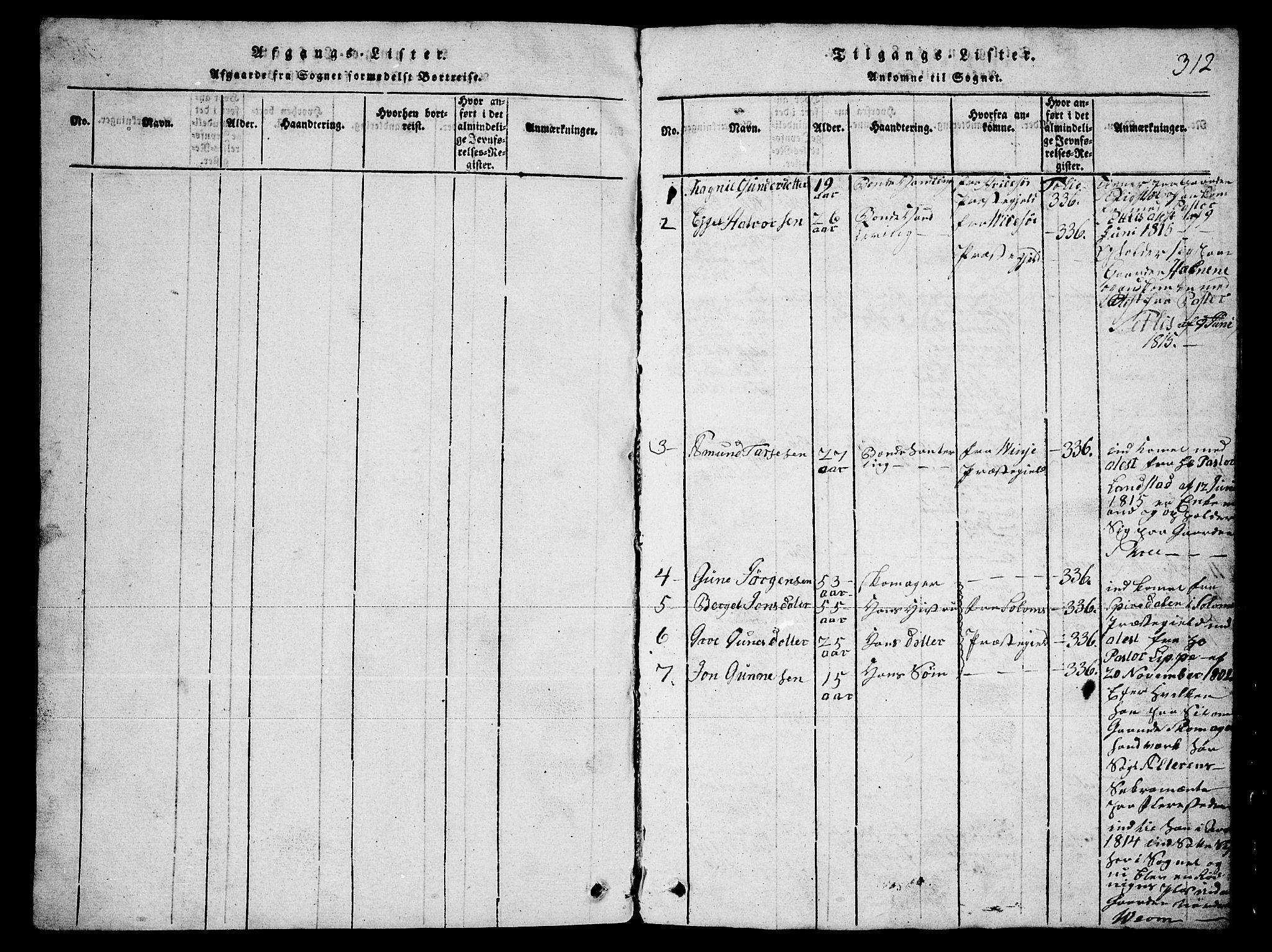 Fyresdal kirkebøker, SAKO/A-263/G/Ga/L0003: Parish register (copy) no. I 3, 1815-1863, p. 312