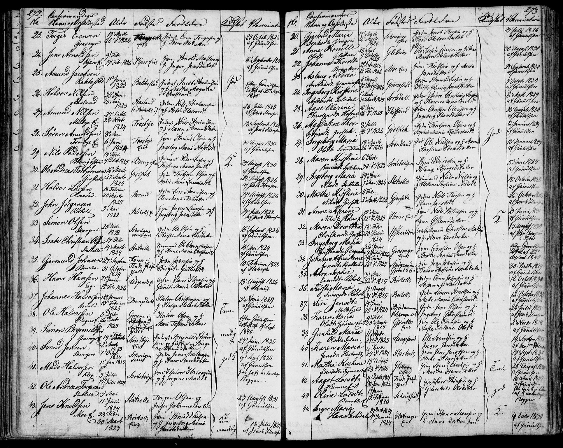 Bamble kirkebøker, SAKO/A-253/F/Fa/L0004: Parish register (official) no. I 4, 1834-1853, p. 272-273