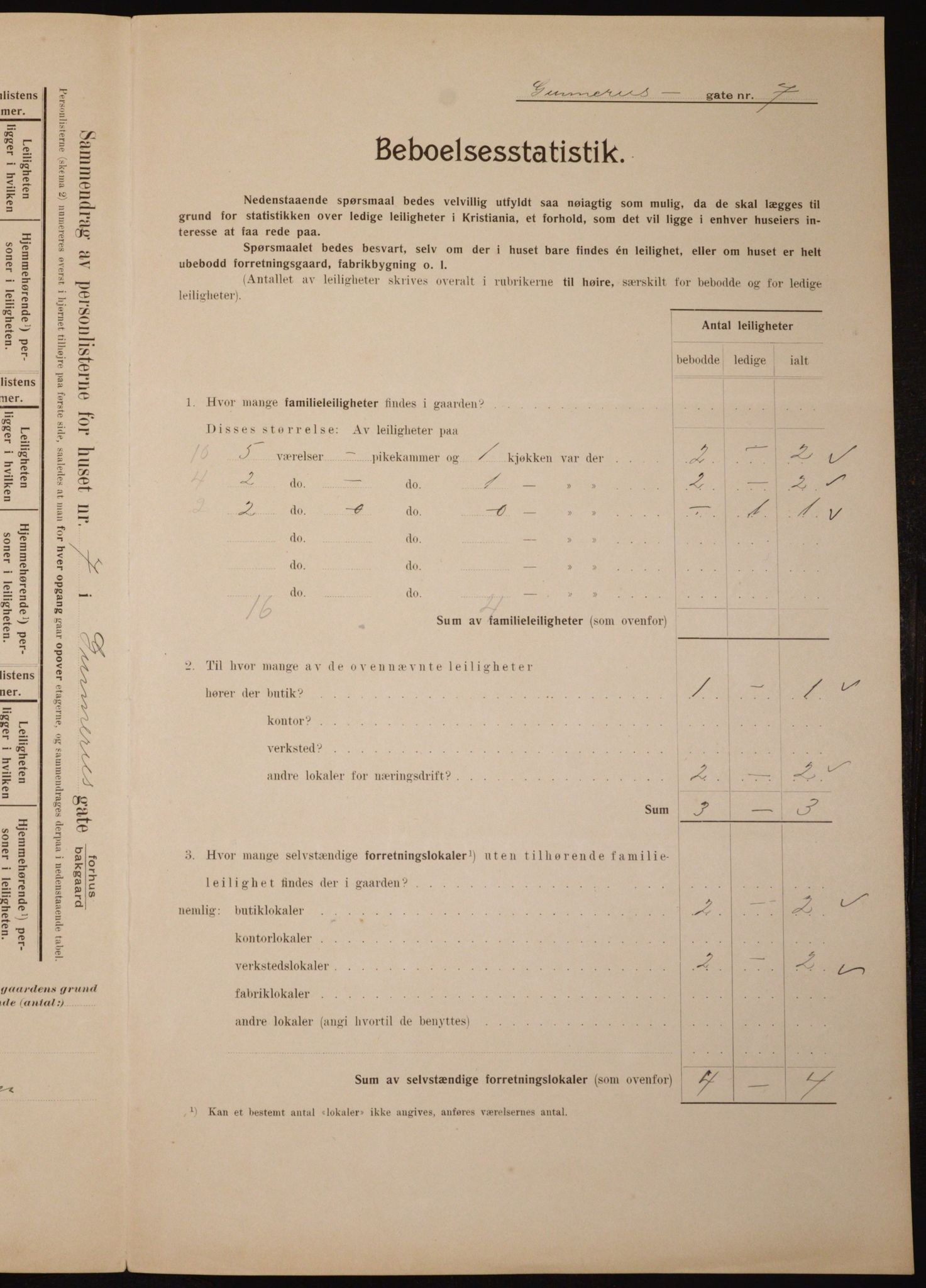 OBA, Municipal Census 1910 for Kristiania, 1910, p. 5039