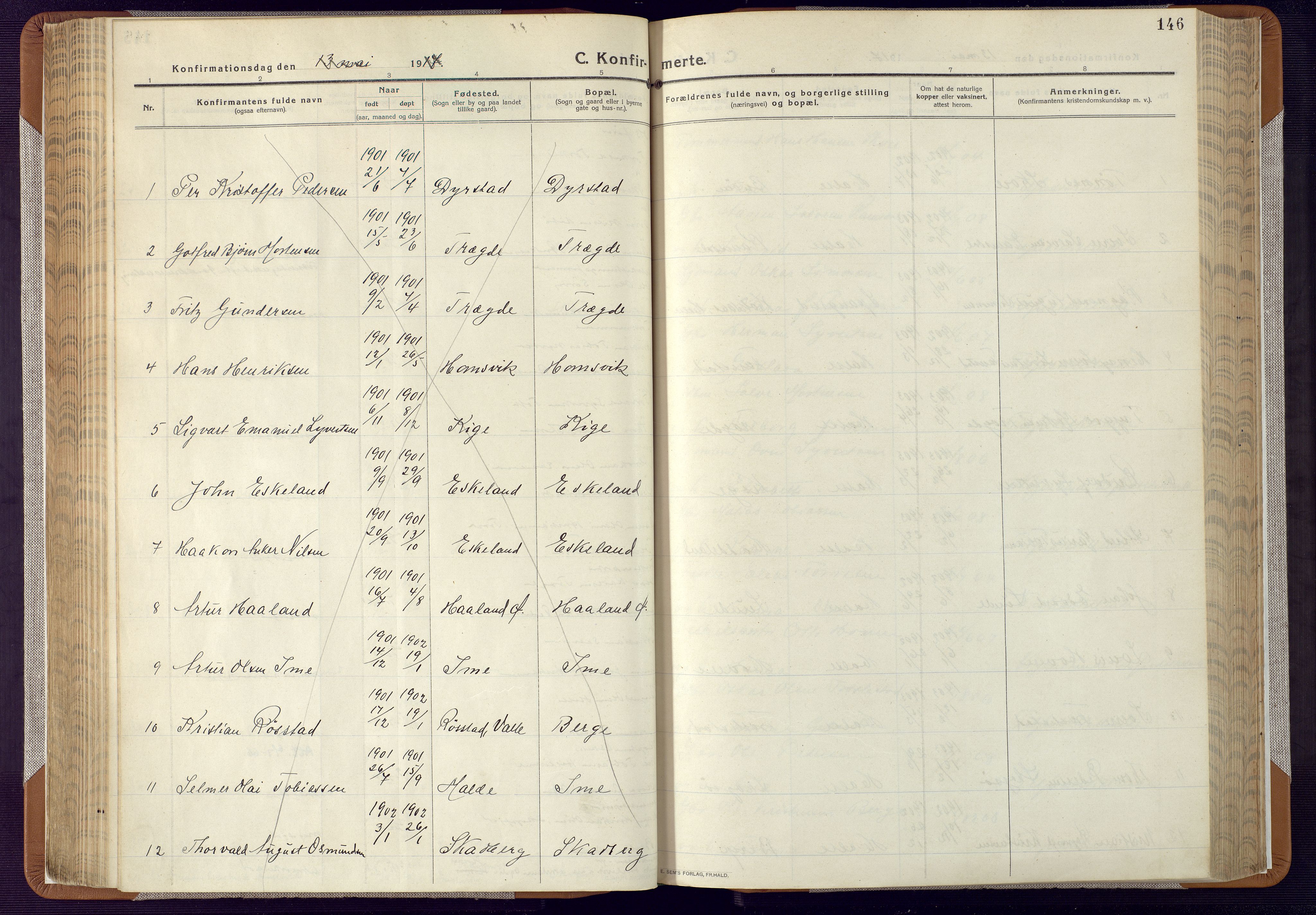 Mandal sokneprestkontor, AV/SAK-1111-0030/F/Fa/Faa/L0022: Parish register (official) no. A 22, 1913-1925, p. 146