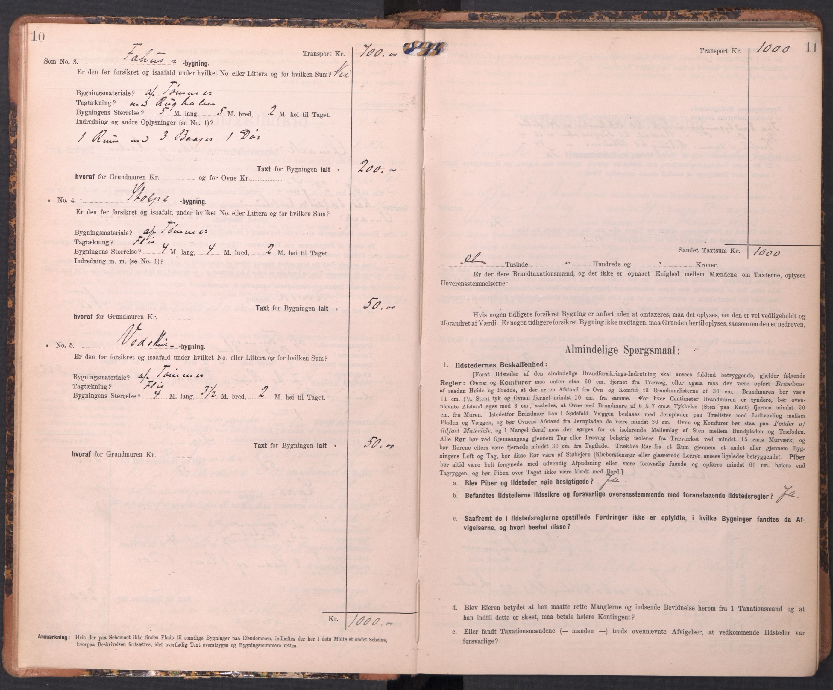 Norges brannkasse, branntakster Øymark, AV/SAO-A-11378/F/Fb/L0001: Branntakstprotokoll, 1906-1942