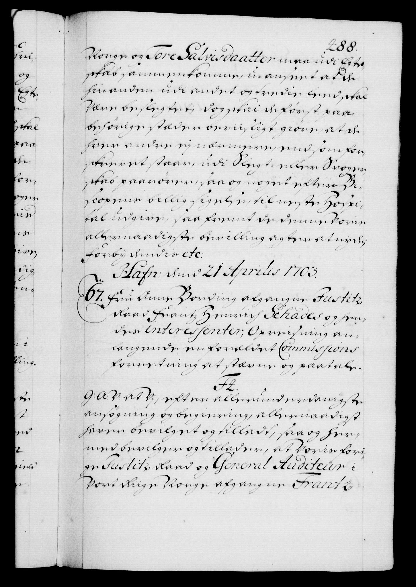 Danske Kanselli 1572-1799, AV/RA-EA-3023/F/Fc/Fca/Fcaa/L0018: Norske registre, 1699-1703, p. 488a