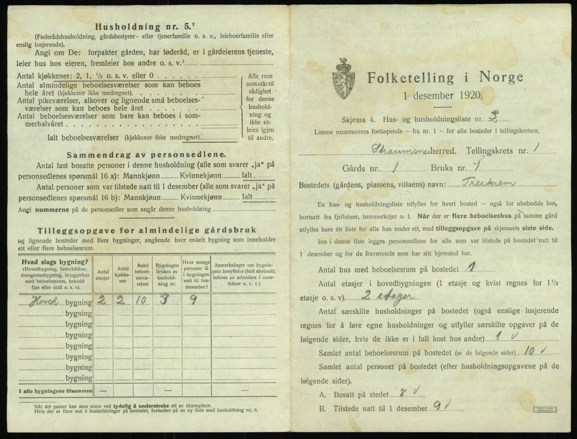 SAT, 1920 census for Straumsnes, 1920, p. 37