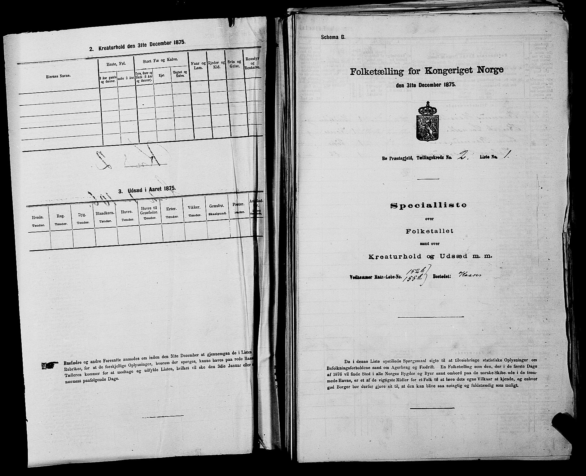 SAKO, 1875 census for 0821P Bø, 1875, p. 134