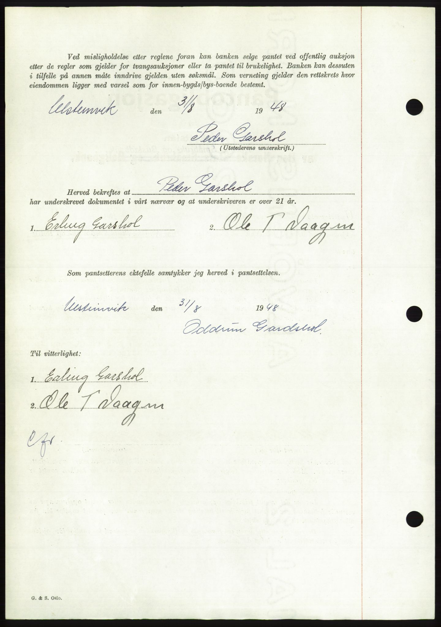 Søre Sunnmøre sorenskriveri, AV/SAT-A-4122/1/2/2C/L0116: Mortgage book no. 4B, 1948-1949, Diary no: : 1251/1948