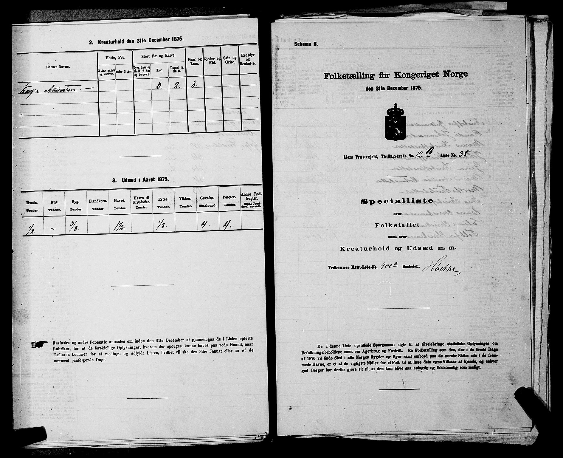 SAKO, 1875 census for 0626P Lier, 1875, p. 2287