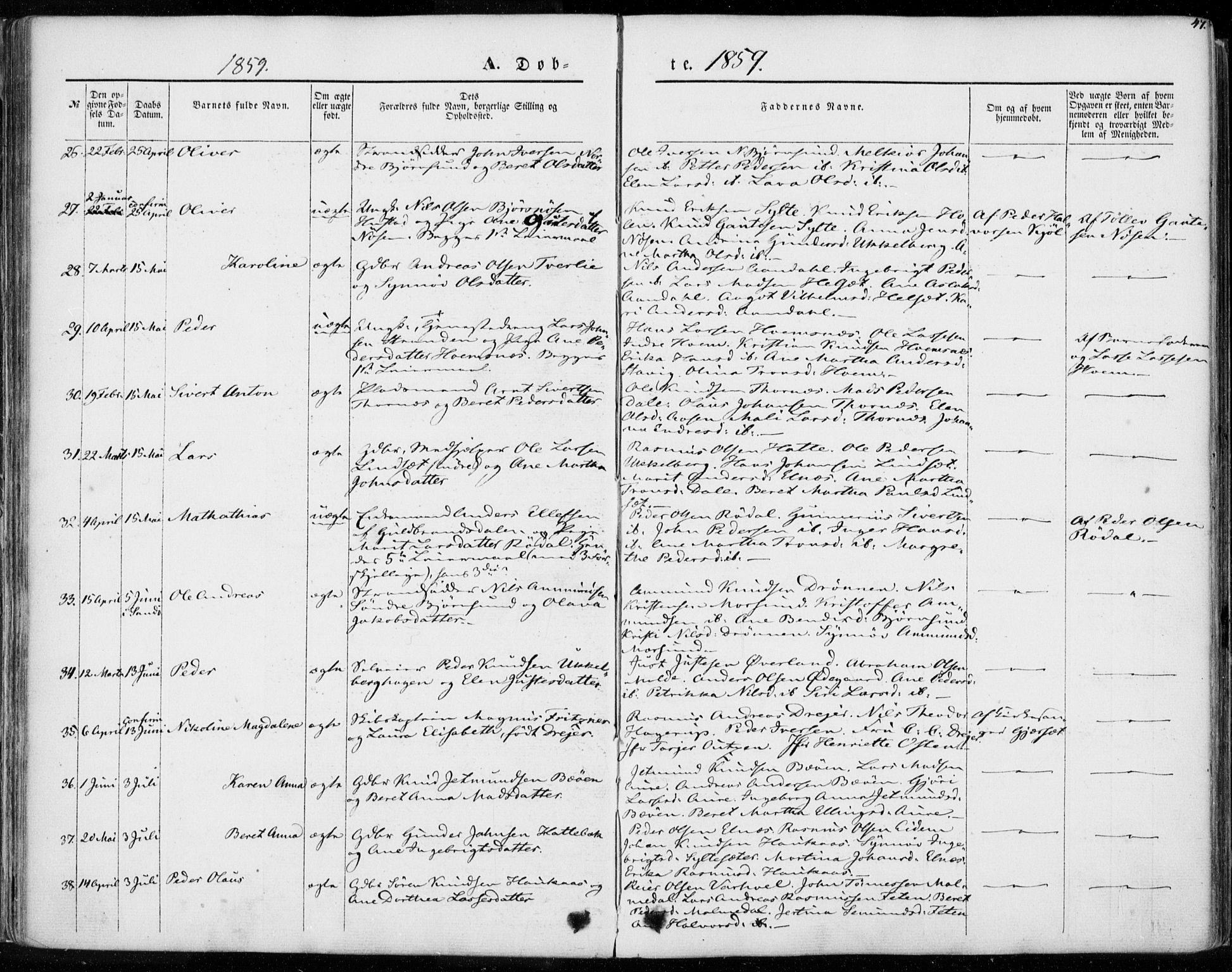 Ministerialprotokoller, klokkerbøker og fødselsregistre - Møre og Romsdal, AV/SAT-A-1454/565/L0748: Parish register (official) no. 565A02, 1845-1872, p. 47