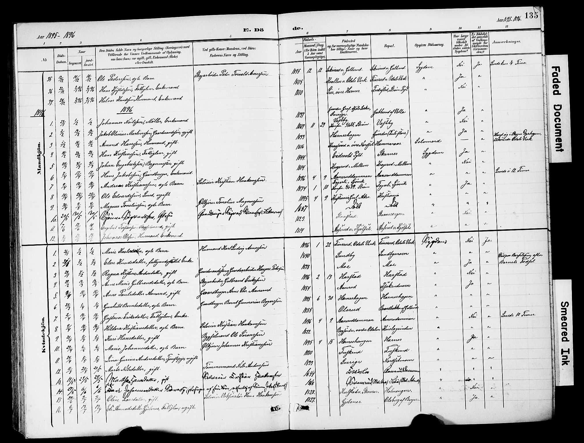 Sør-Odal prestekontor, SAH/PREST-030/H/Ha/Hab/L0001: Parish register (copy) no. 1, 1895-1902, p. 135