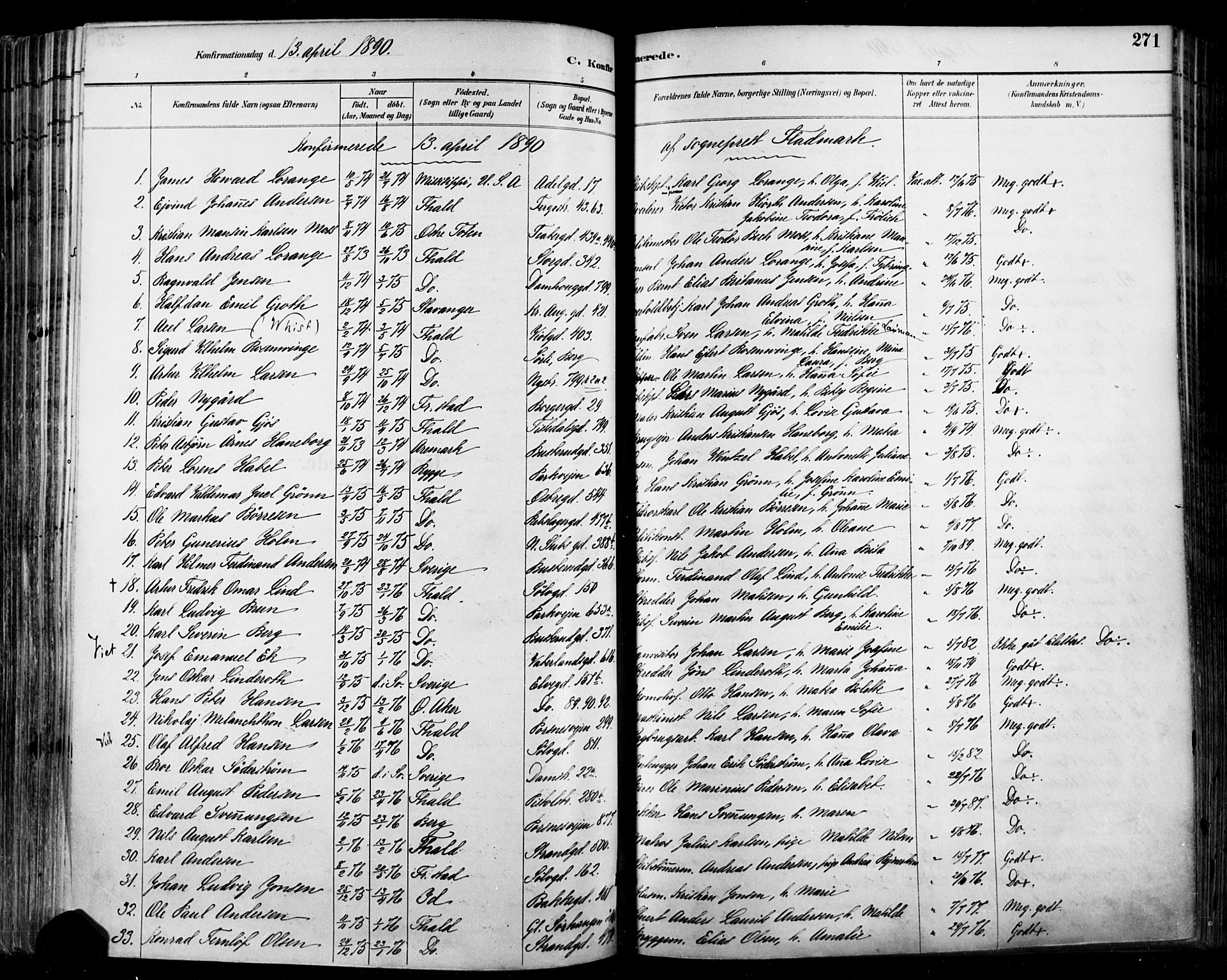 Halden prestekontor Kirkebøker, SAO/A-10909/F/Fa/L0013: Parish register (official) no. I 13, 1890-1906, p. 271