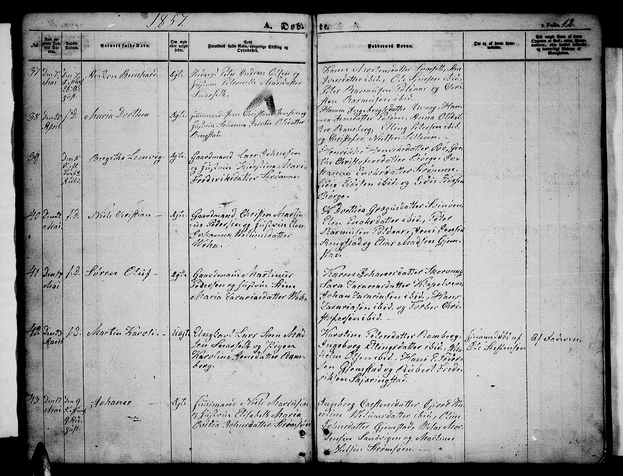 Ministerialprotokoller, klokkerbøker og fødselsregistre - Nordland, SAT/A-1459/891/L1313: Parish register (copy) no. 891C02, 1856-1870, p. 12