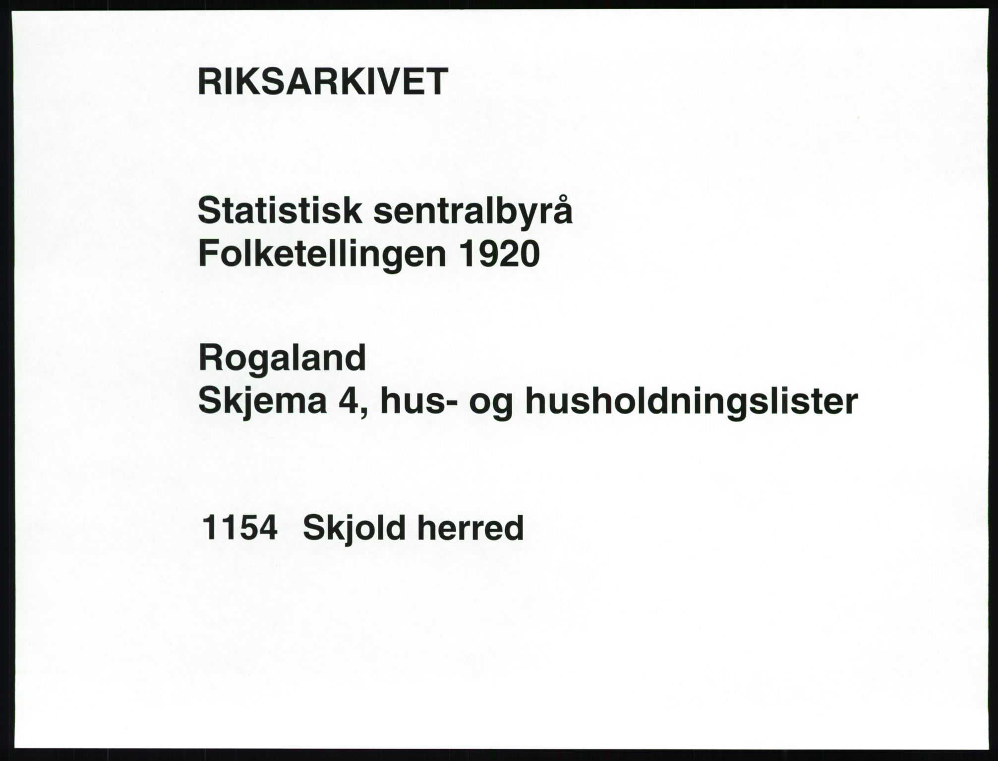 SAST, 1920 census for Skjold, 1920, p. 34