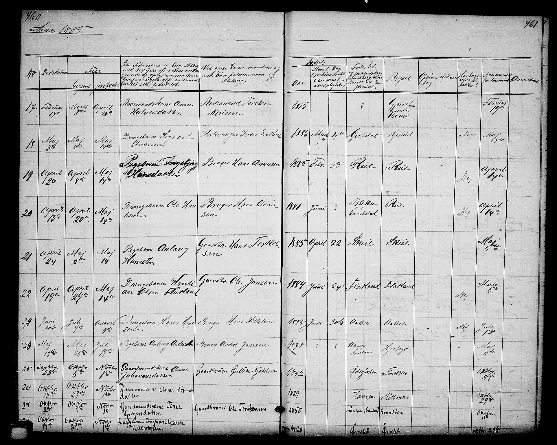 Hjartdal kirkebøker, SAKO/A-270/G/Ga/L0002: Parish register (copy) no. I 2, 1854-1888, p. 460-461