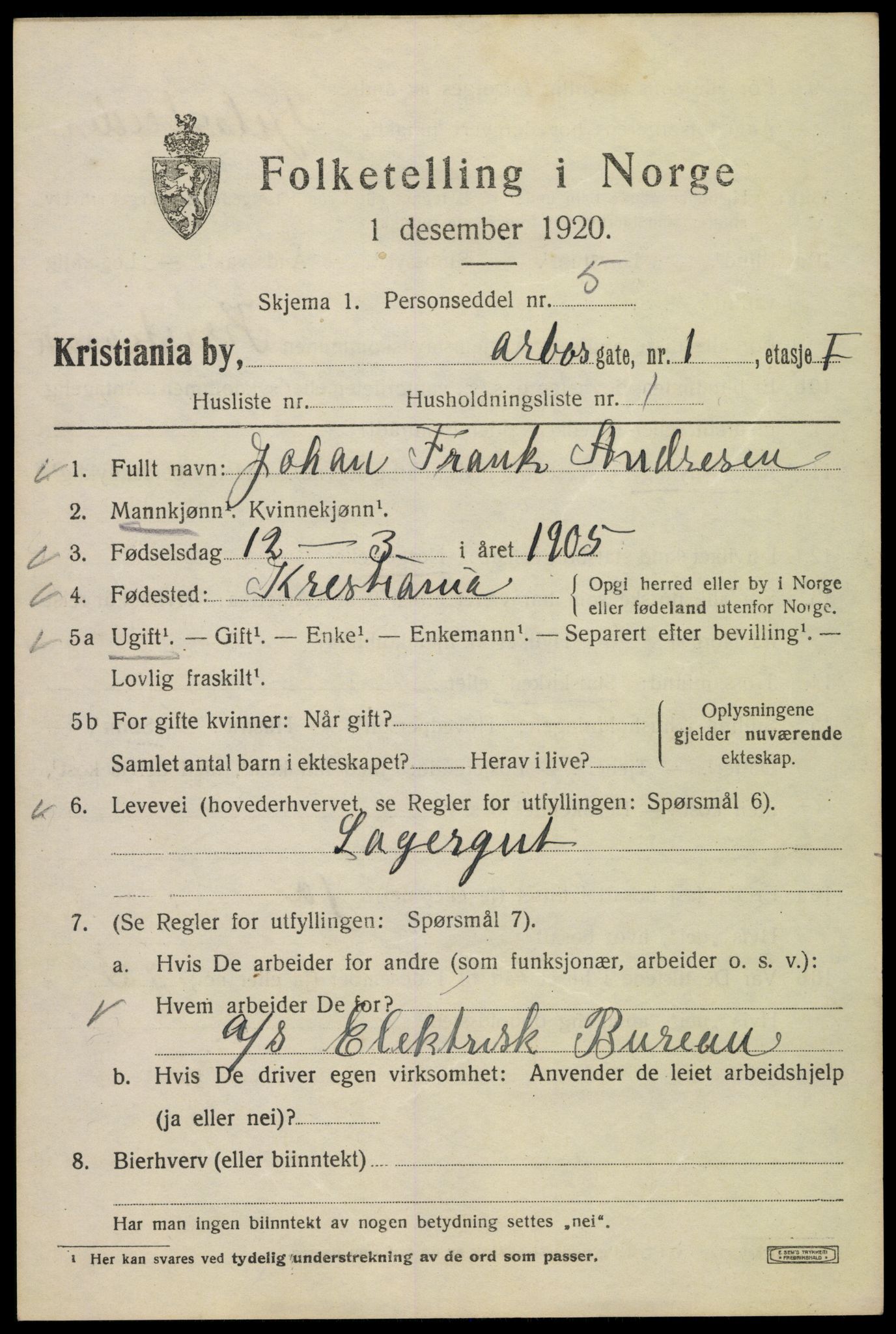 SAO, 1920 census for Kristiania, 1920, p. 142687