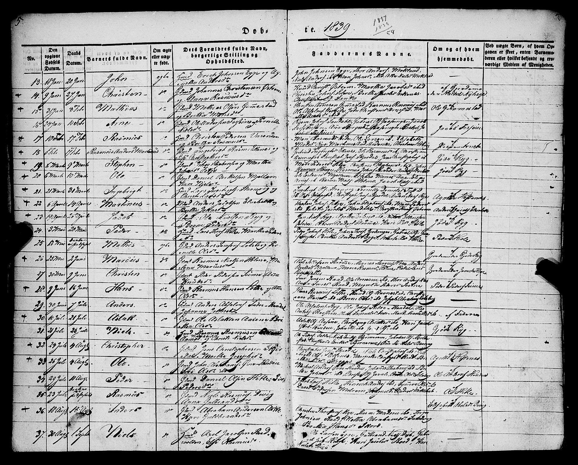 Gloppen sokneprestembete, SAB/A-80101/H/Haa/Haaa/L0008: Parish register (official) no. A 8, 1837-1855, p. 5