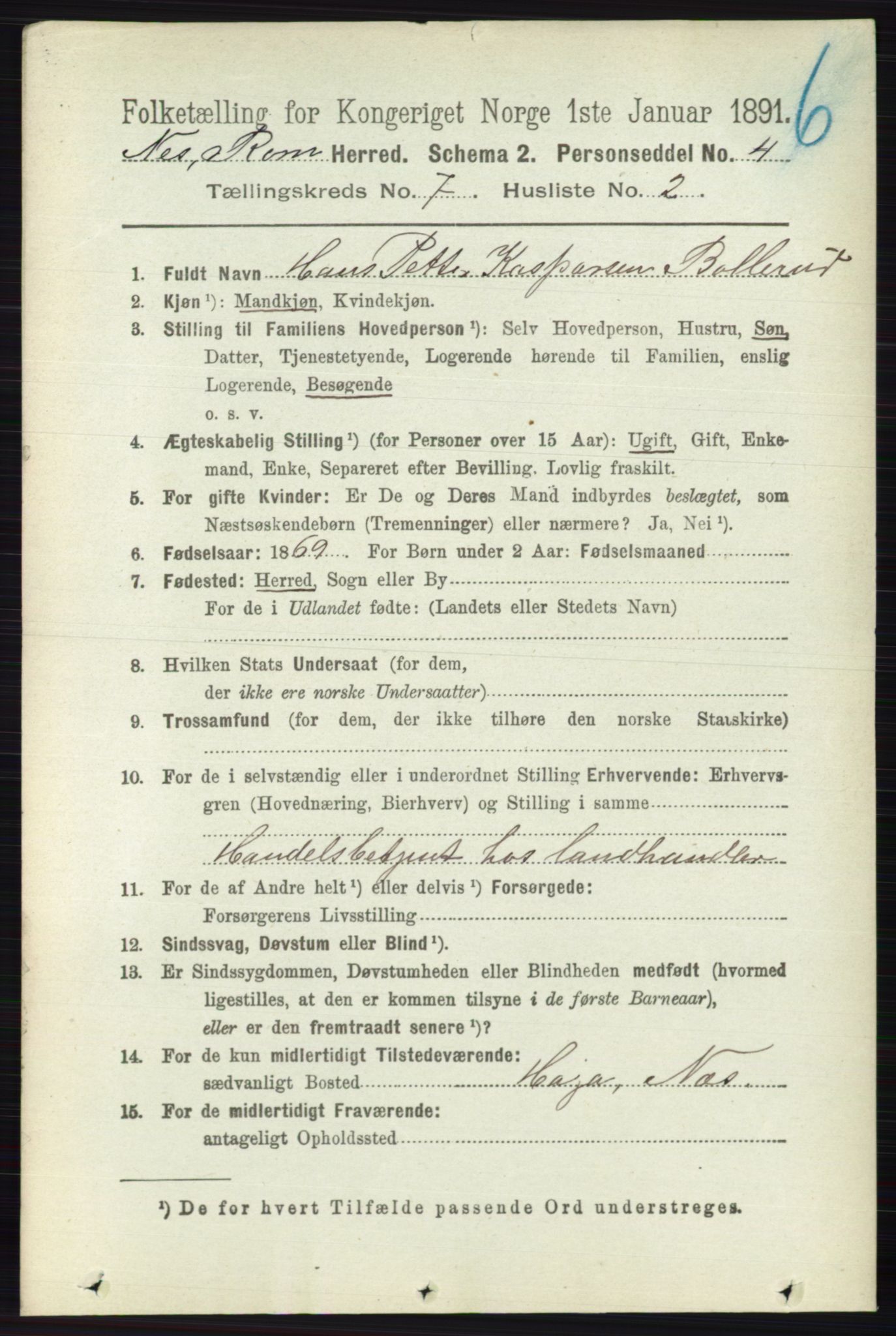 RA, 1891 census for 0236 Nes, 1891, p. 4028