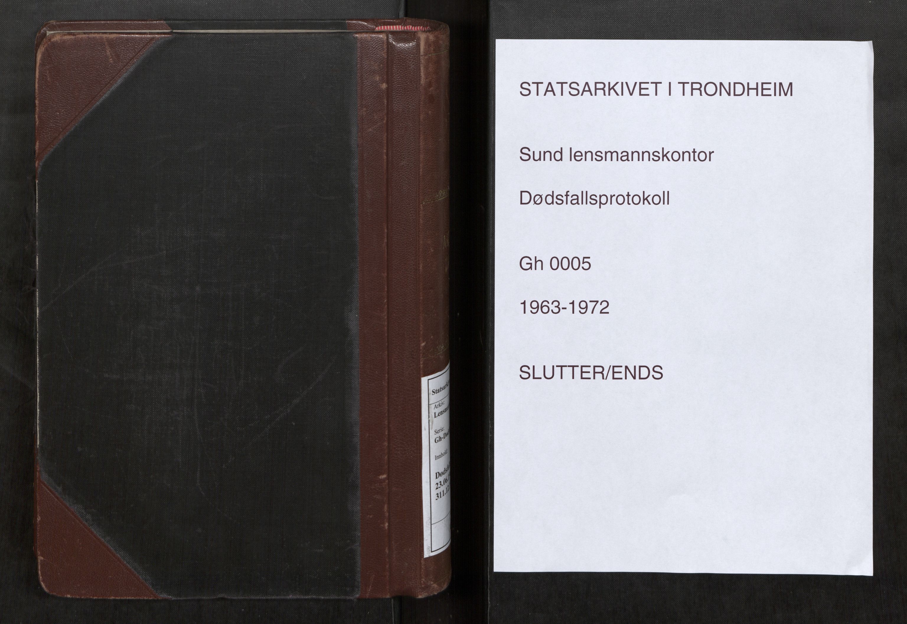 Sund lensmannskontor, SAT/A-5663/02/Gh/L0005: Dødsfallsprotokoll, 1963-1972