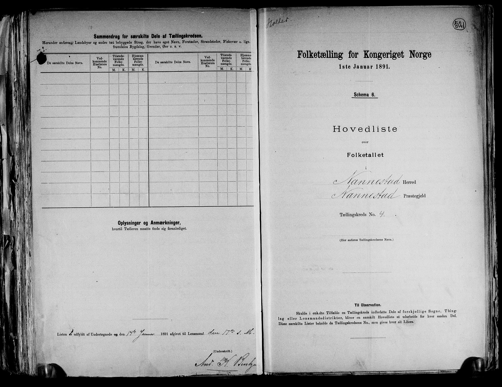 RA, 1891 census for 0238 Nannestad, 1891, p. 15