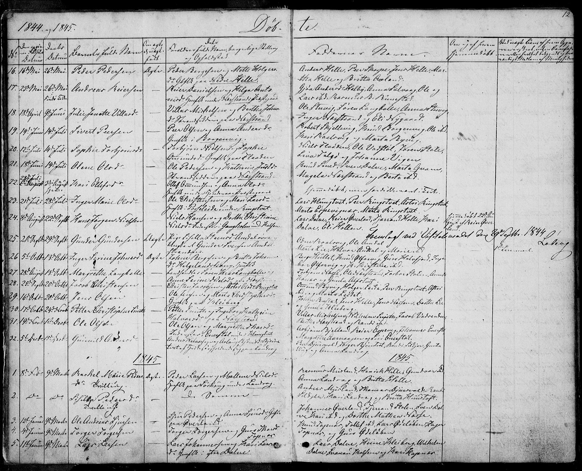 Nedstrand sokneprestkontor, SAST/A-101841/01/IV: Parish register (official) no. A 8, 1839-1860, p. 12