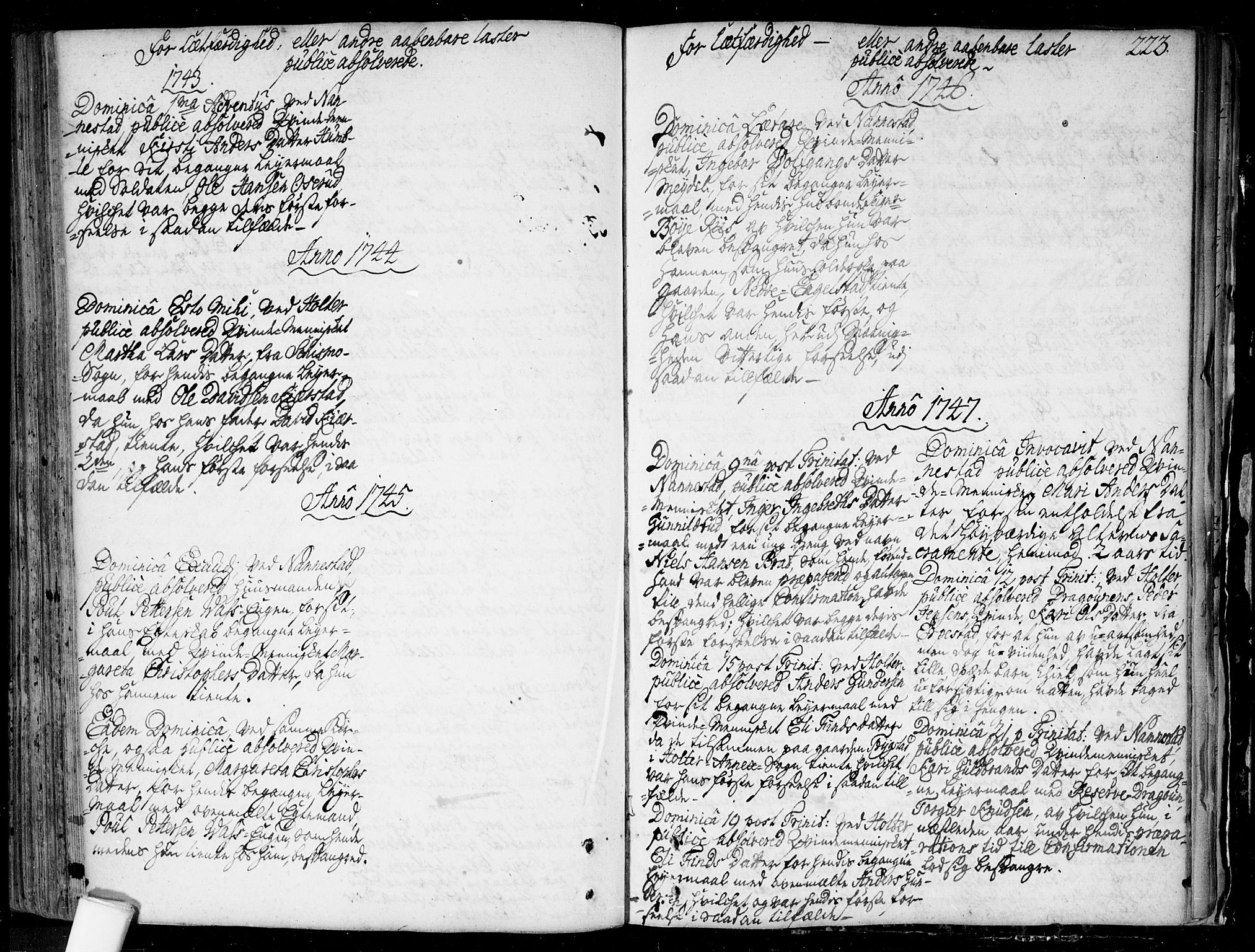 Nannestad prestekontor Kirkebøker, SAO/A-10414a/F/Fa/L0006: Parish register (official) no. I 6, 1739-1754, p. 223