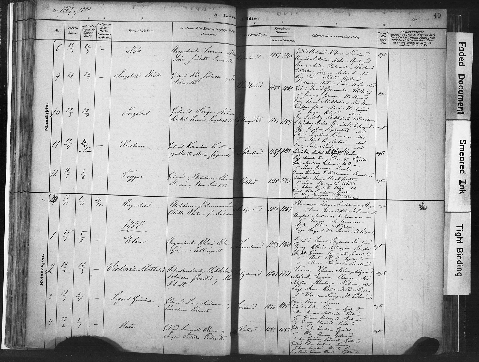 Lye sokneprestkontor, AV/SAST-A-101794/001/30BA/L0010: Parish register (official) no. A 10, 1881-1896, p. 40